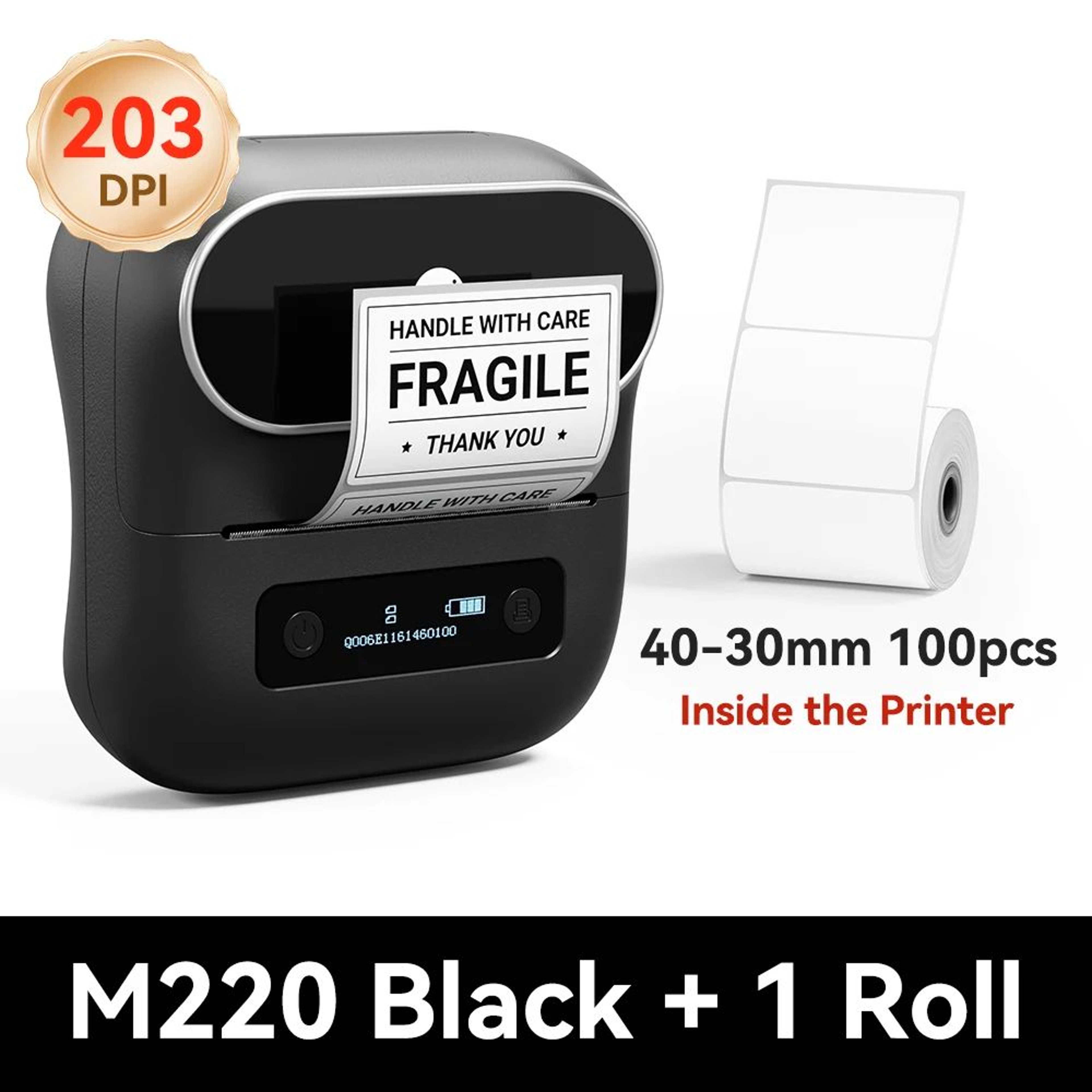 Portable Label Printer  M220 Bluetooth 50 Inkless Sticker Maker With Case  3 Label Rolls For Office 9