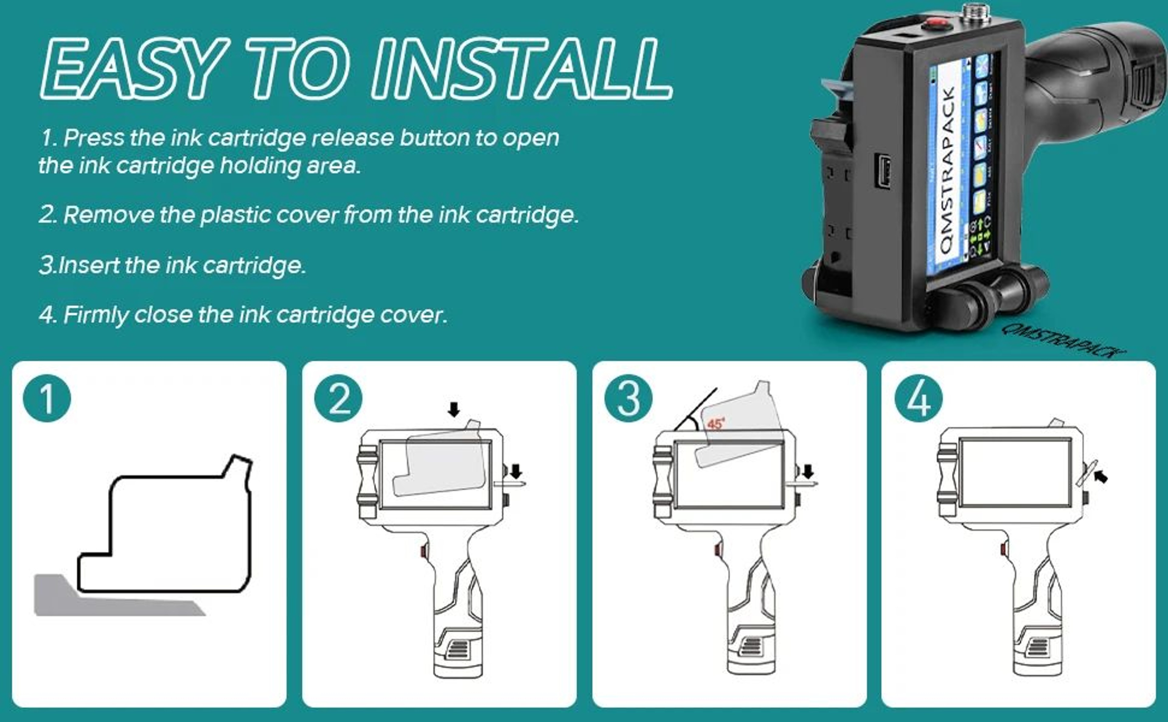 Handheld Inkjet Printer  NonEncrypted 05 In Coder With Touchscreen  FastDrying Ink For QR Barcode B