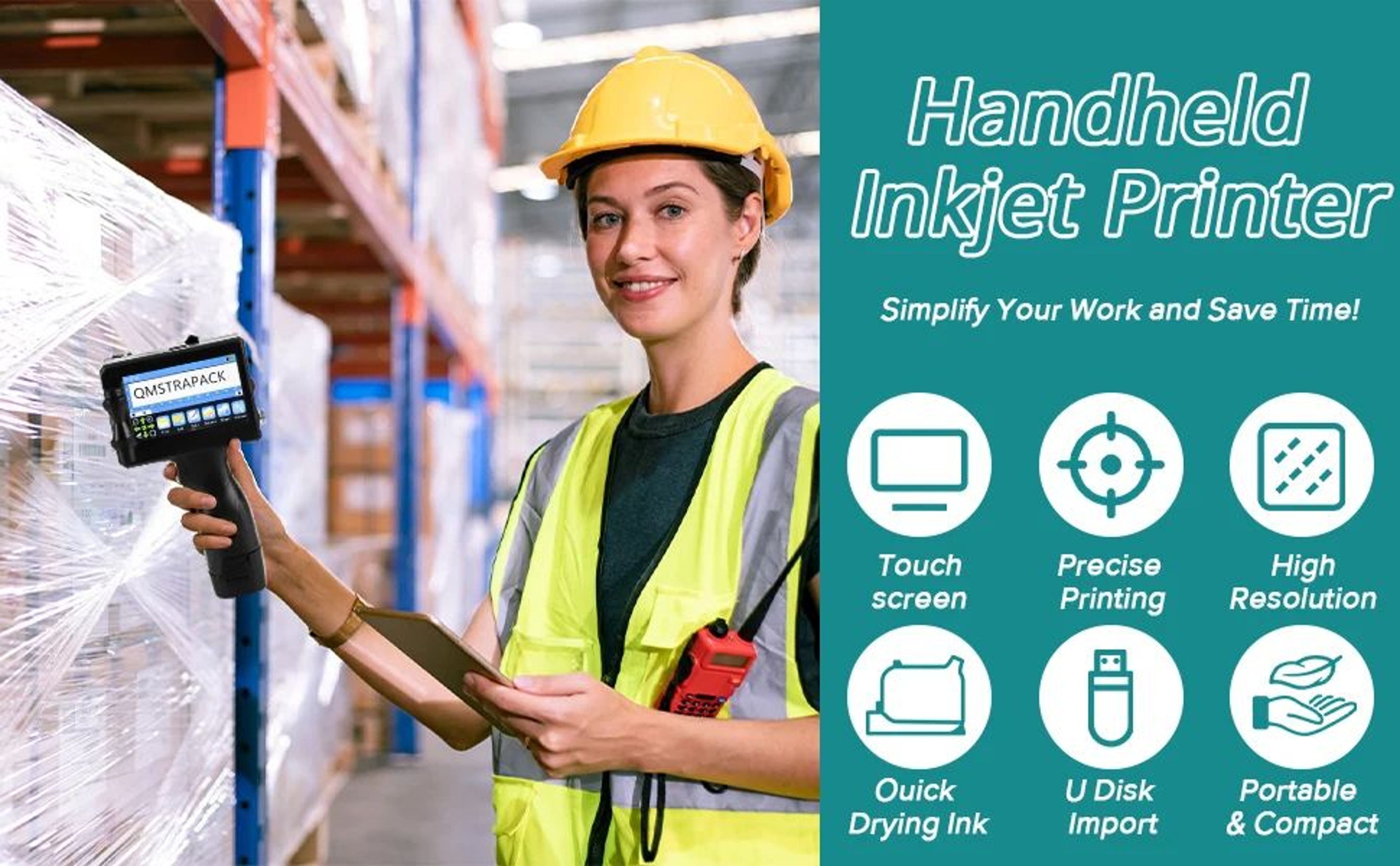Handheld Inkjet Printer  NonEncrypted 05 In Coder With Touchscreen  FastDrying Ink For QR Barcode B