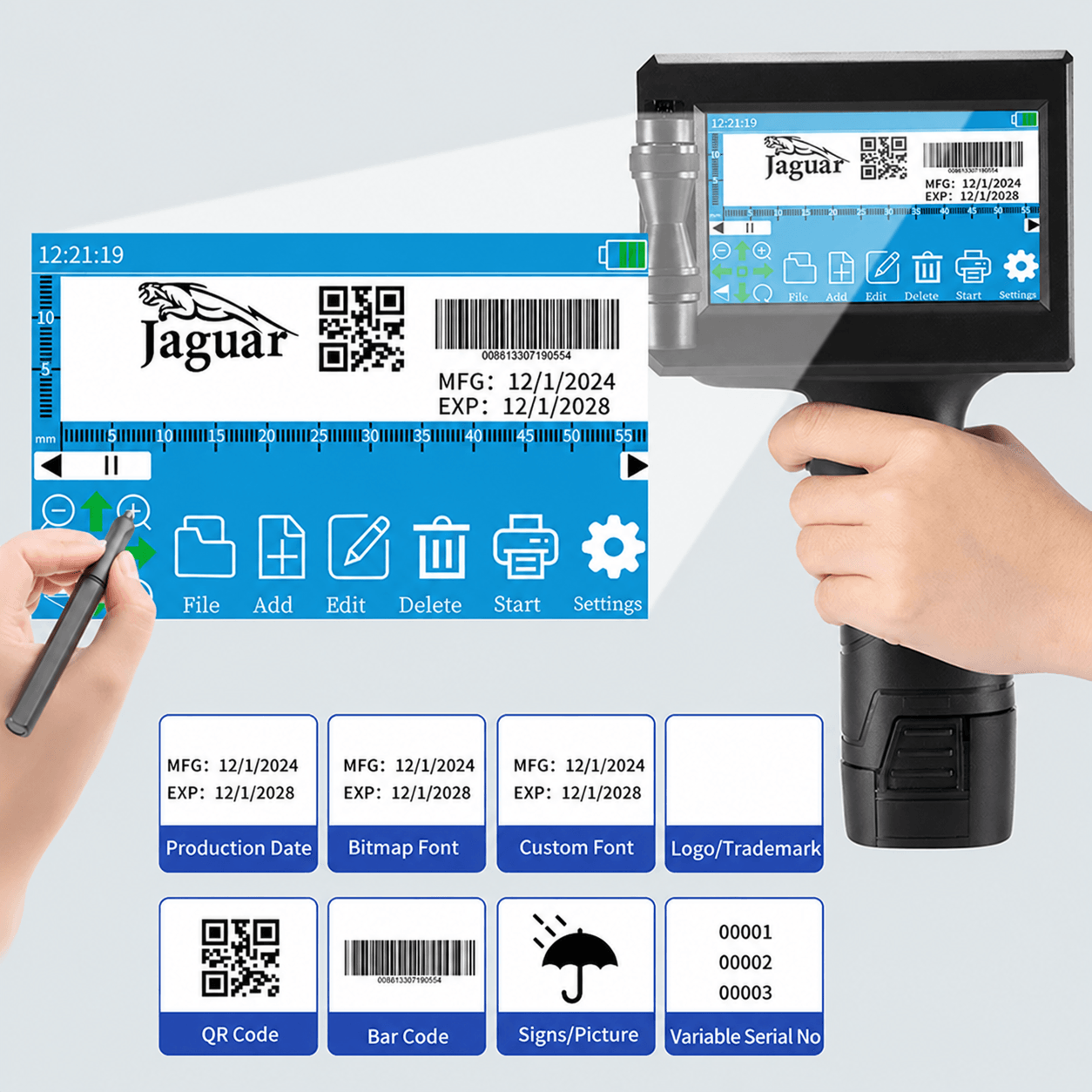 Handheld Thermal Inkjet Printer  Portable Date Number  Logo Coding Machine For Plastic And Carton P 0