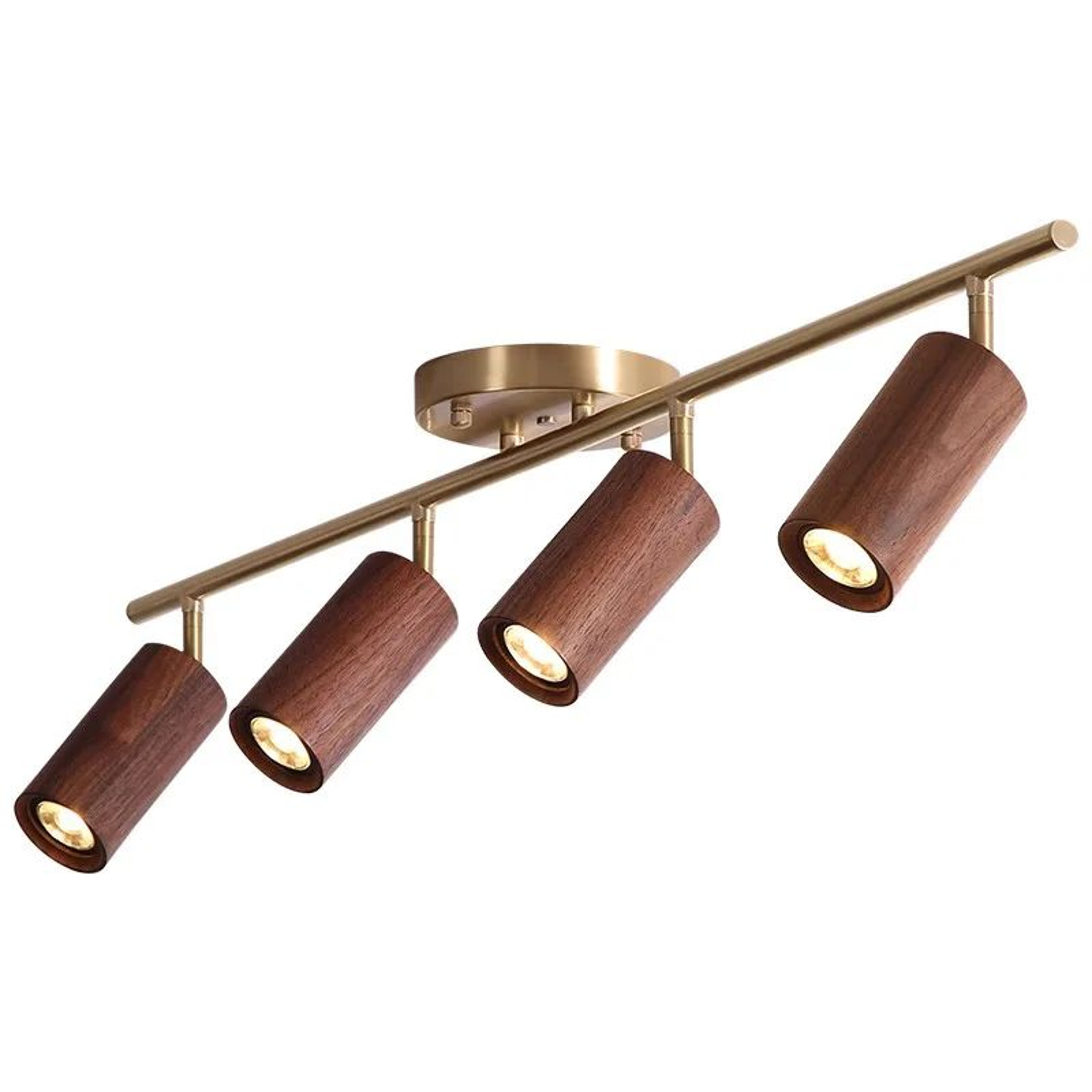 Walnut Wood  Brass Spotlight  LED Ceiling Light Fixture For Living Room Dining Room Kitchen Island  5