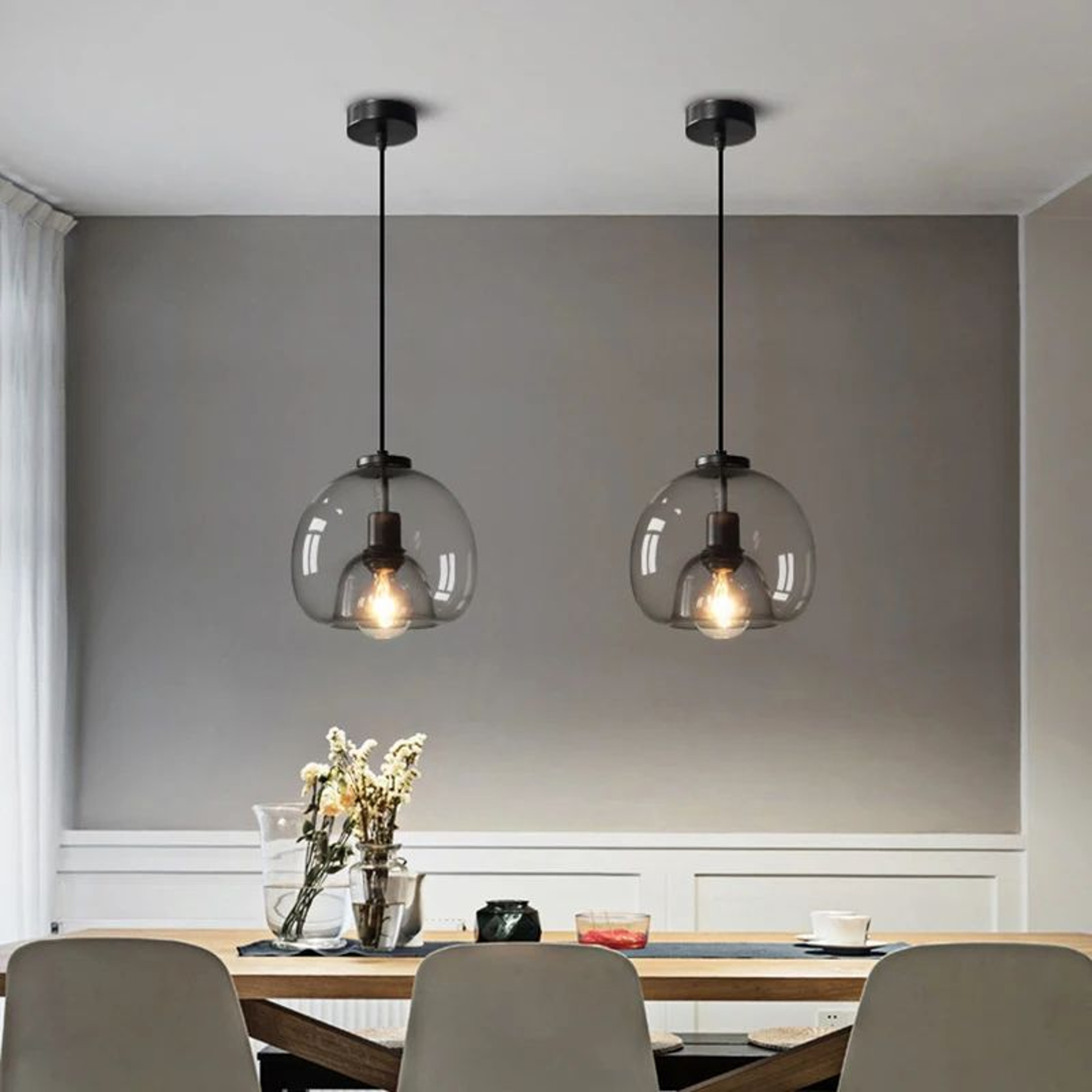Modern Glass LED Pendant Lamp  Adjustable Hanging Chandelier For Living Room Dining Room And Kitche 4