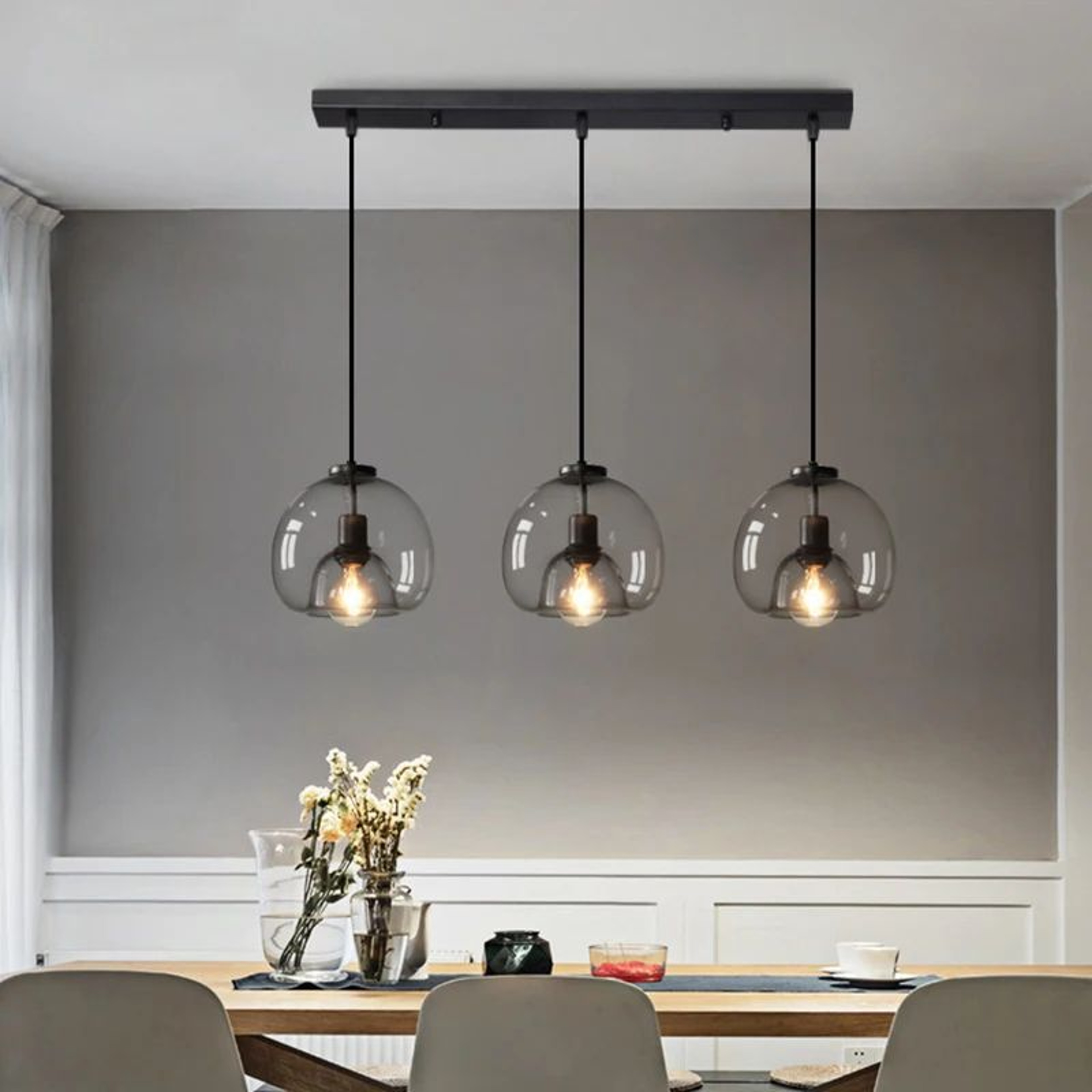 Modern Glass LED Pendant Lamp  Adjustable Hanging Chandelier For Living Room Dining Room And Kitche 1
