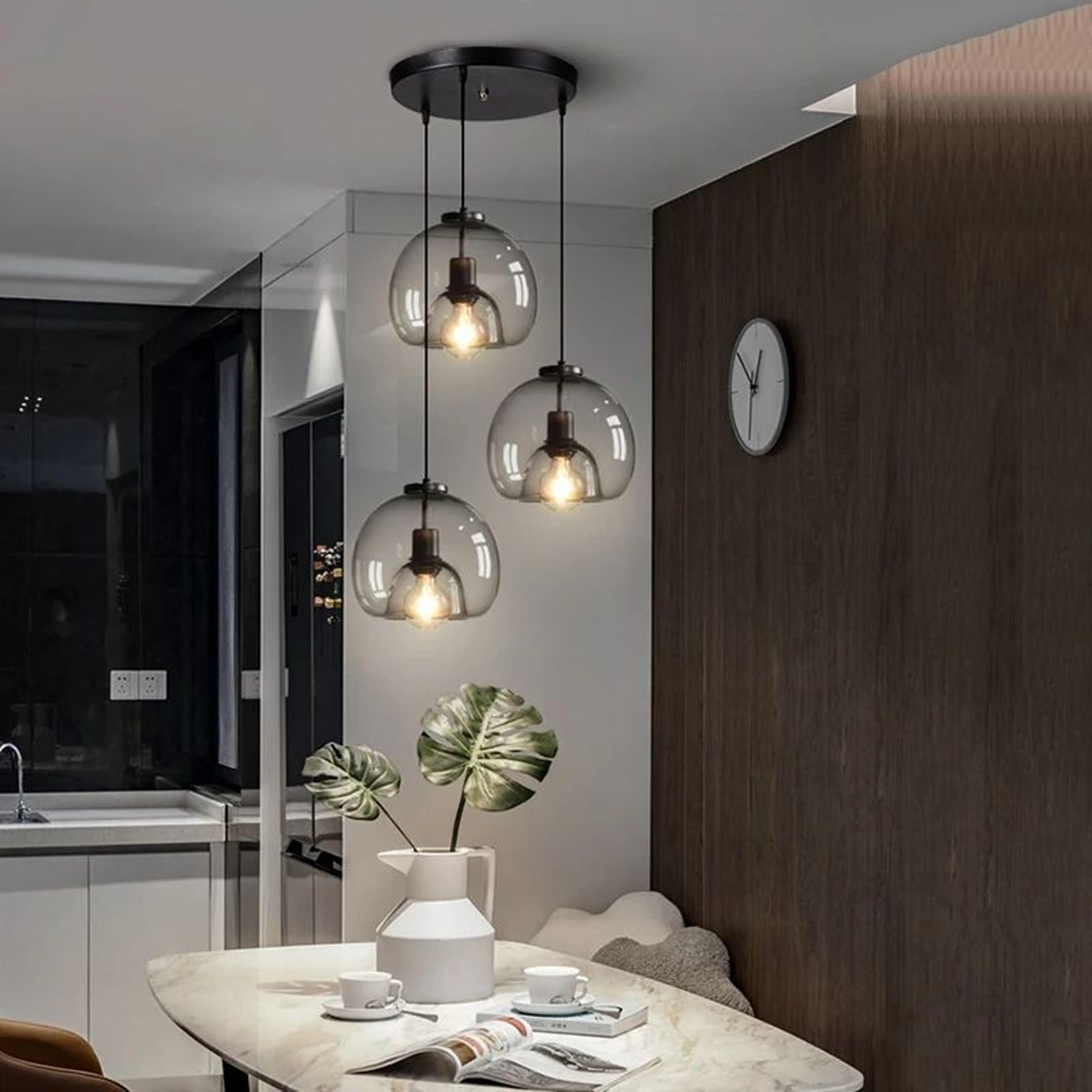Modern Glass LED Pendant Lamp  Adjustable Hanging Chandelier For Living Room Dining Room And Kitche 2