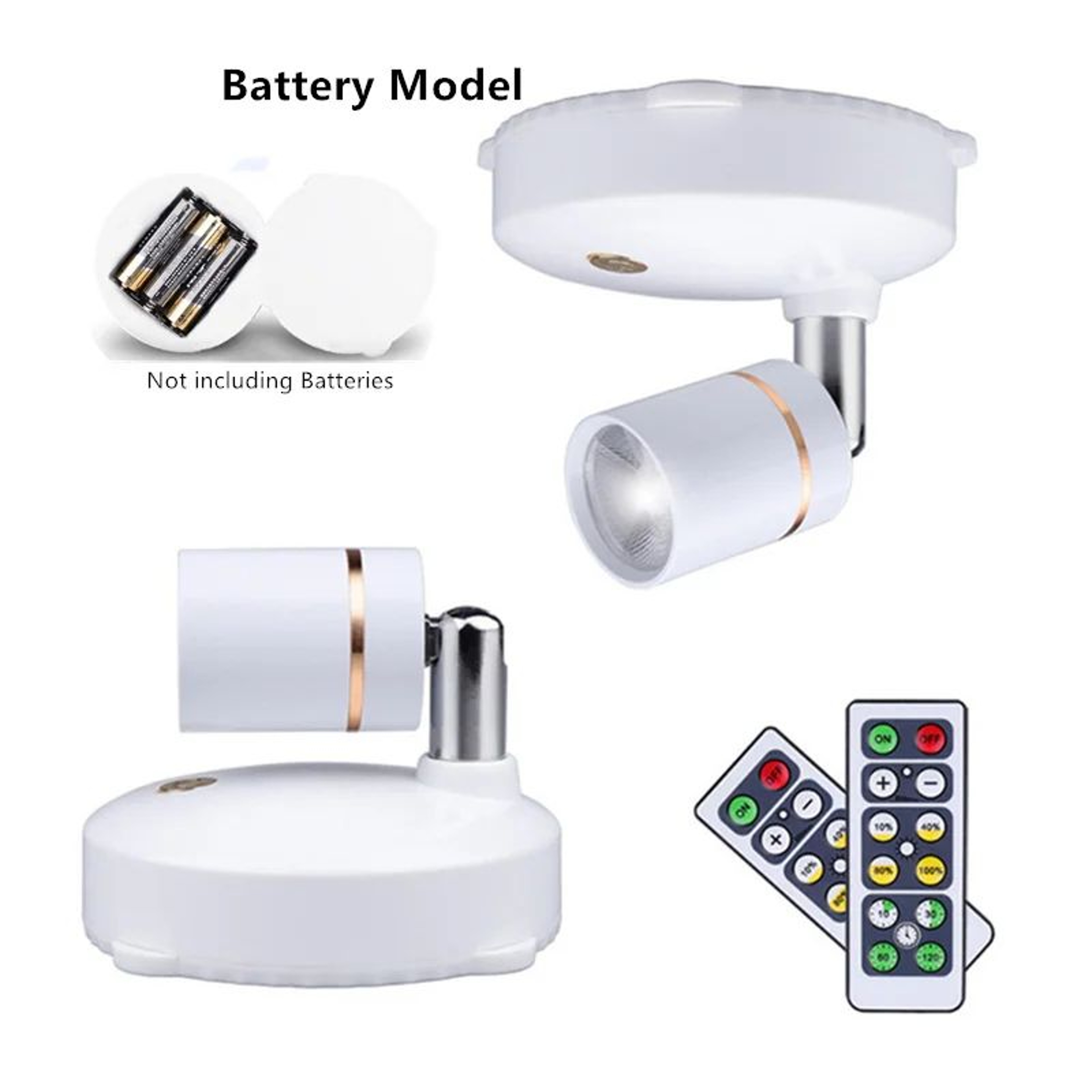 Mini Wireless LED Spotlights  2 Pack Remote Control Accent Lights With Dimming Timer And Adjustable 8