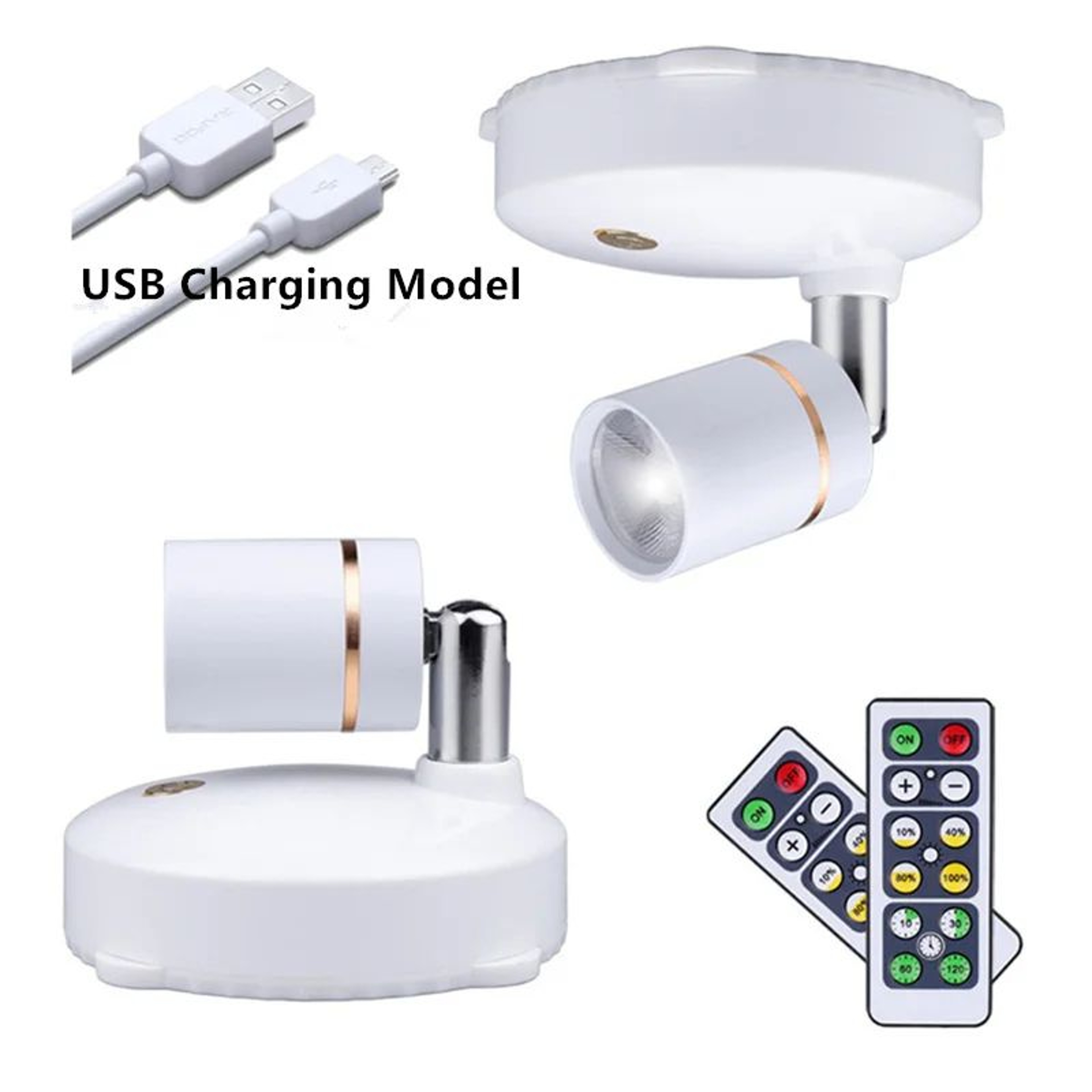 Mini Wireless LED Spotlights  2 Pack Remote Control Accent Lights With Dimming Timer And Adjustable 9