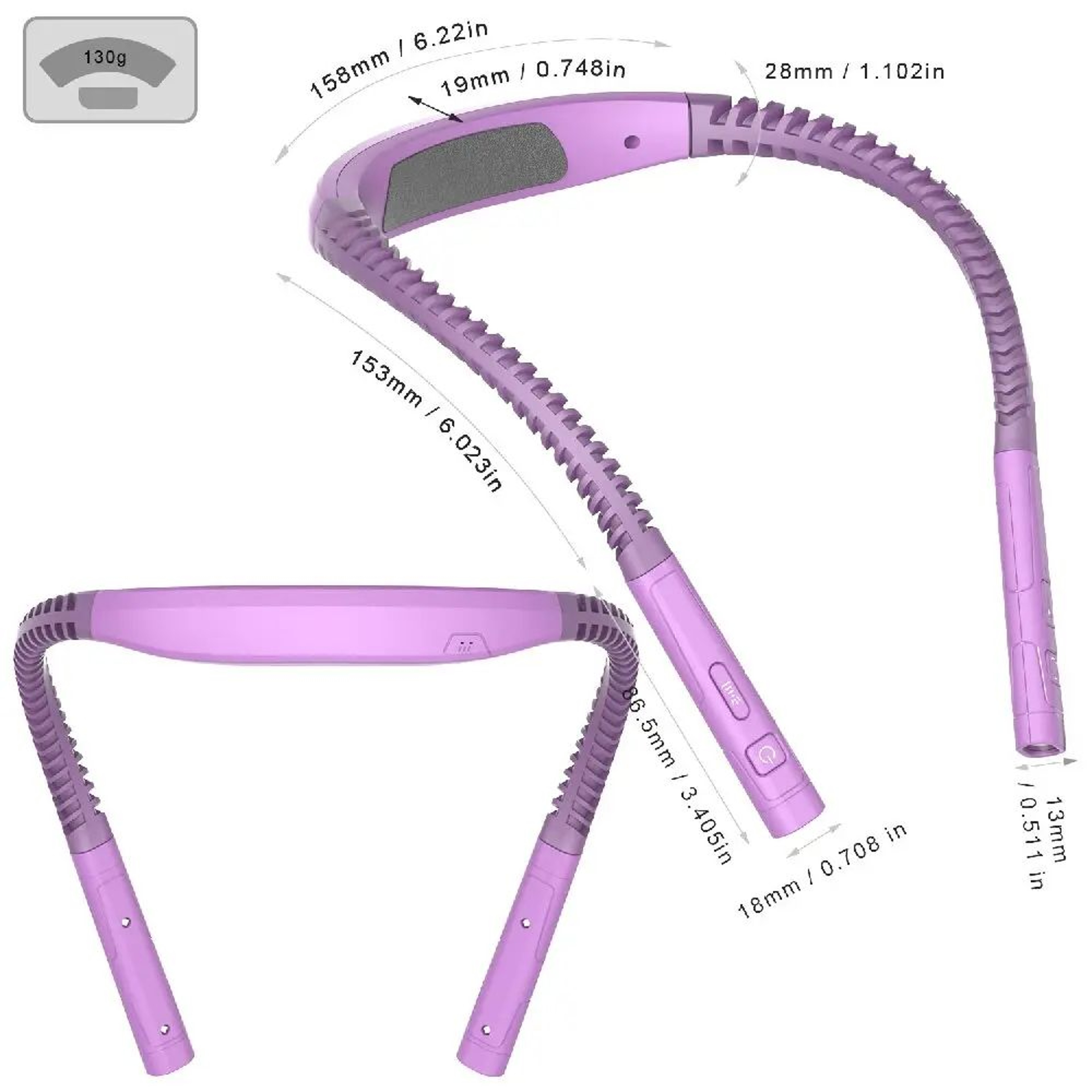 Neck Reading Light  USB Rechargeable Book Lamp With Flexible Arms 3 Light Colors And 3 Brightness L 3