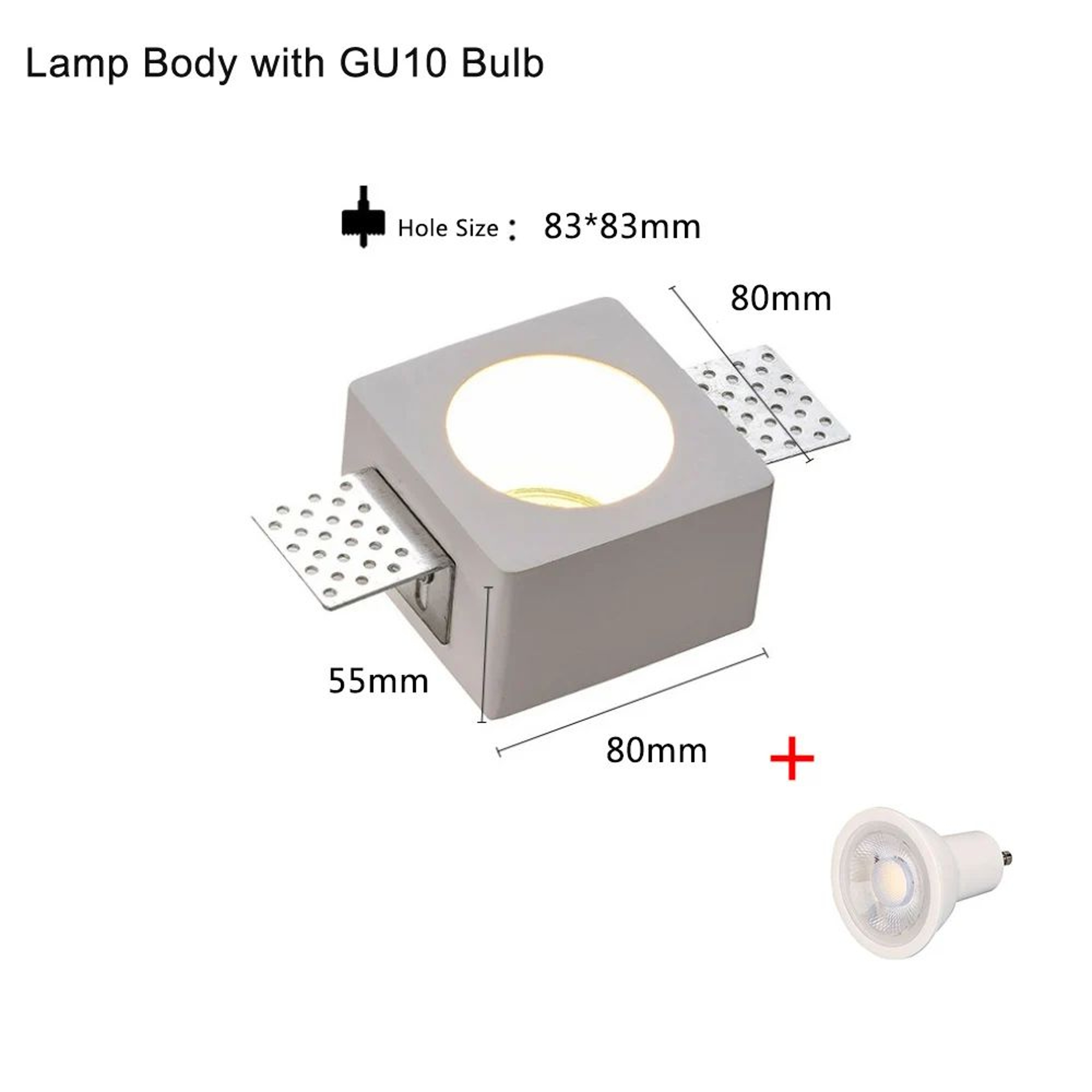 Recessed Gypsum Spotlight  Round Or Square Plaster Ceiling Downlight With GU10 Bulb Or LED Module F 7