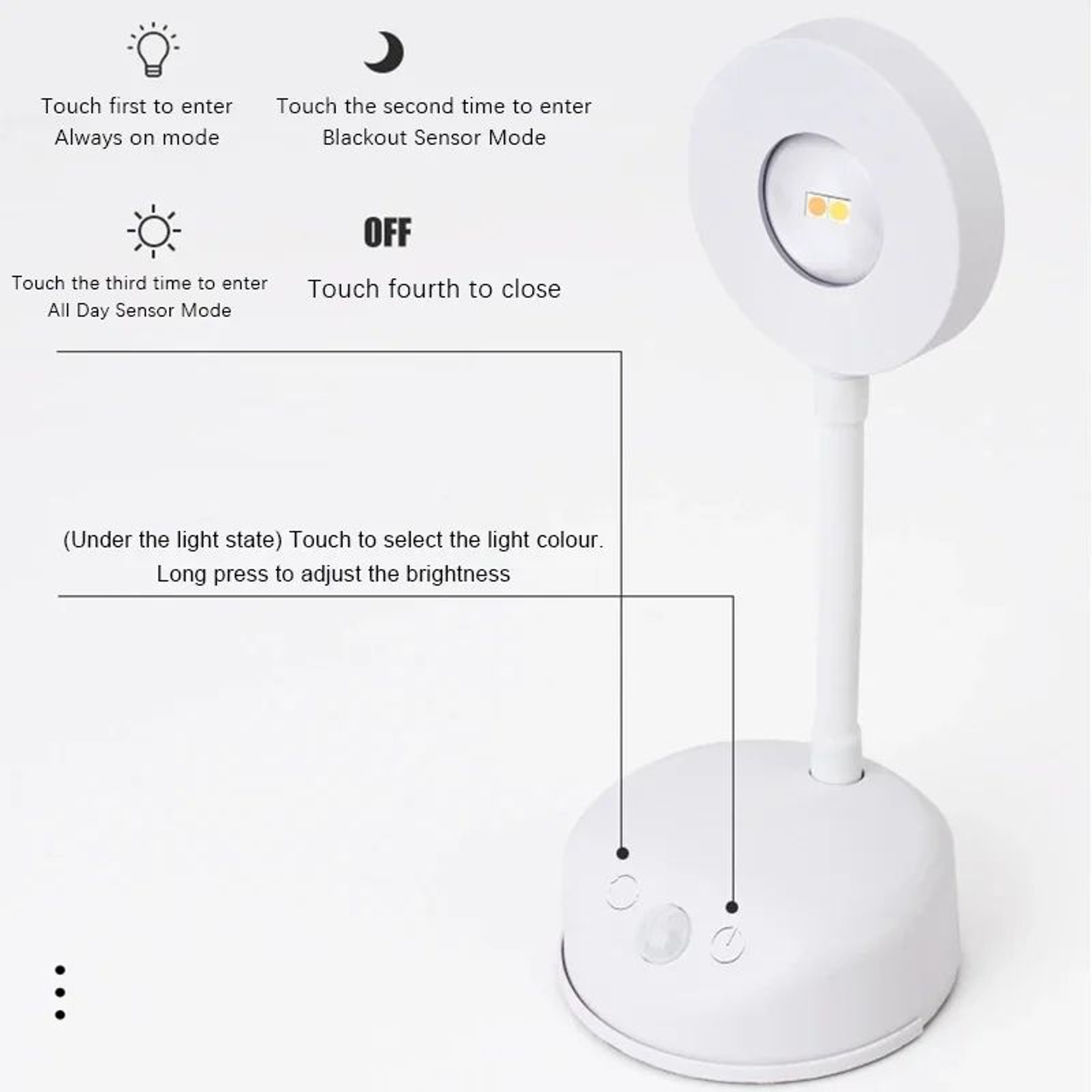 USB Rechargeable Wall Lamp  Dimmable Motion Sensor Night Light With 3 Light Colors For Bedroom Beds 9