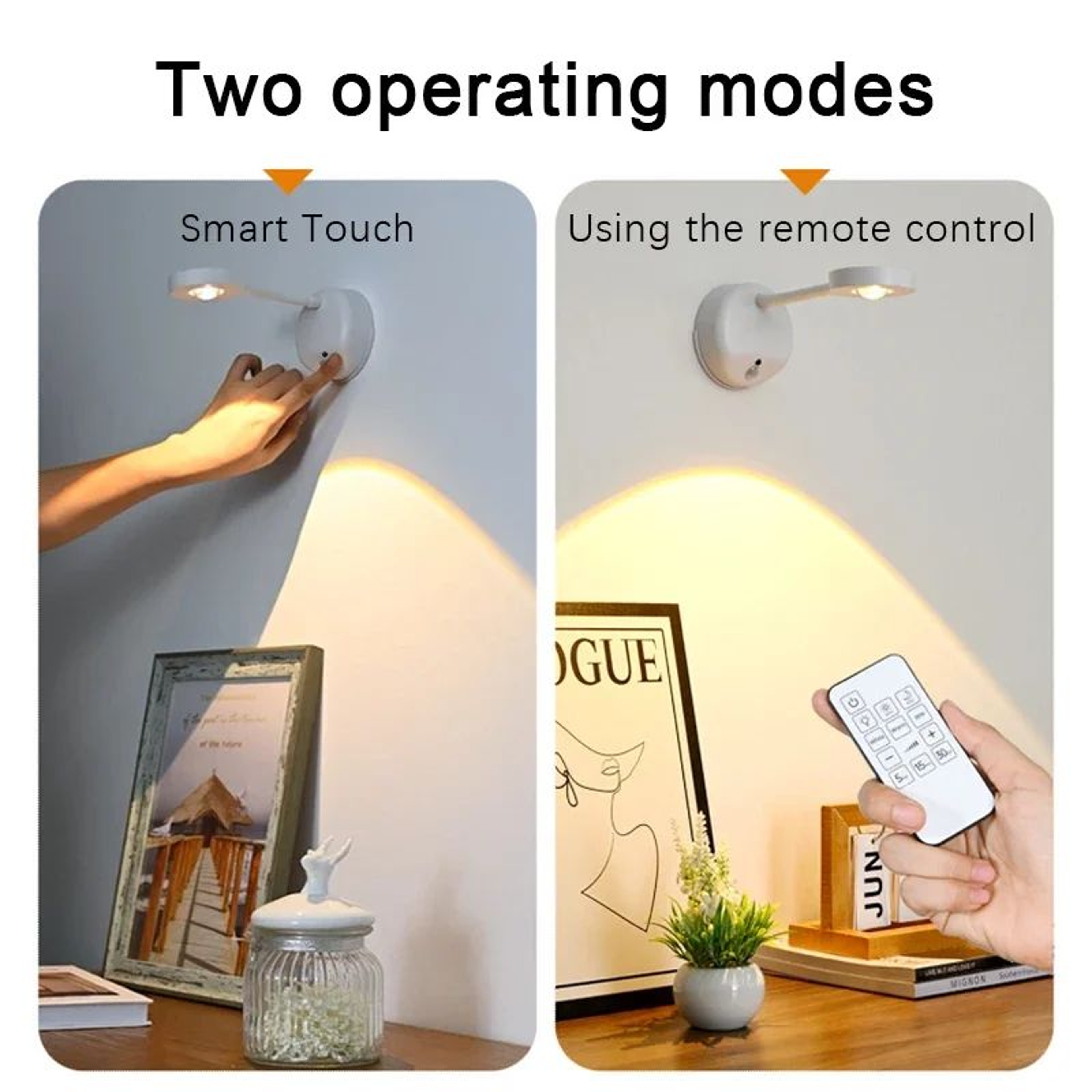 USB Rechargeable Wall Lamp  Dimmable Motion Sensor Night Light With 3 Light Colors For Bedroom Beds 3