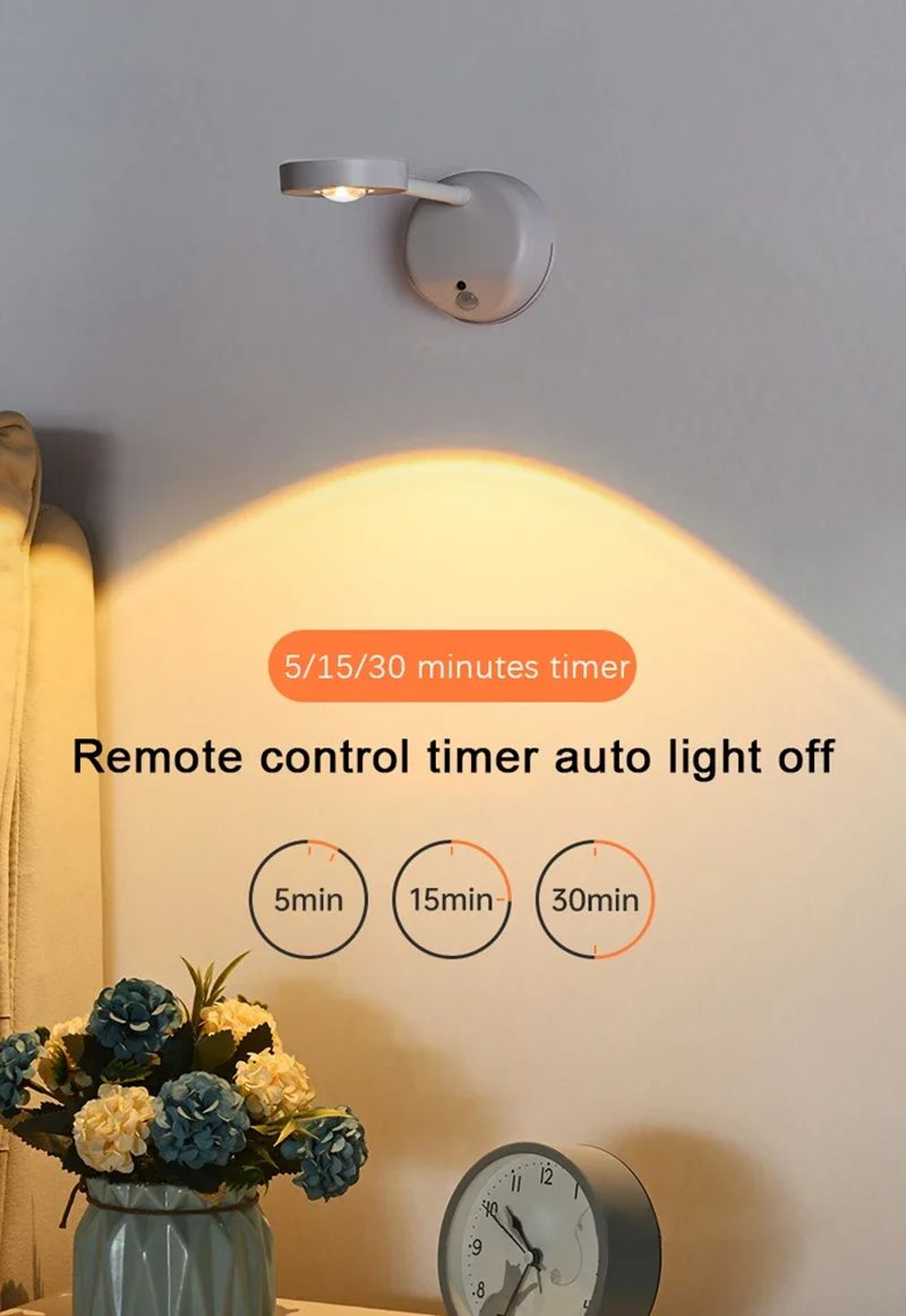 USB Rechargeable Wall Lamp  Dimmable Motion Sensor Night Light With 3 Light Colors For Bedroom Beds 6