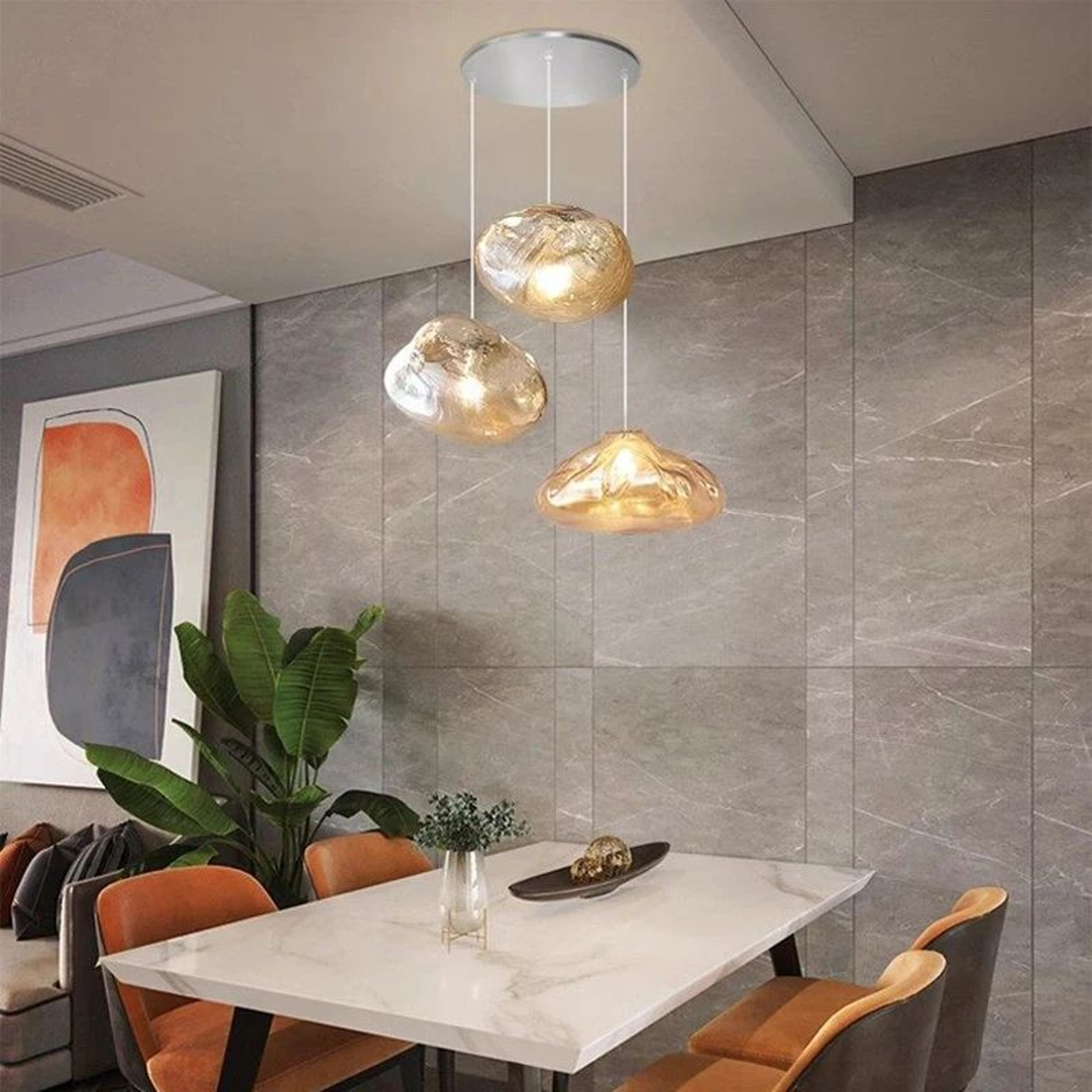 Modern Glass LED Pendant Chandelier  Adjustable Hanging Ceiling Lamp For Dining Room Living Room An 4