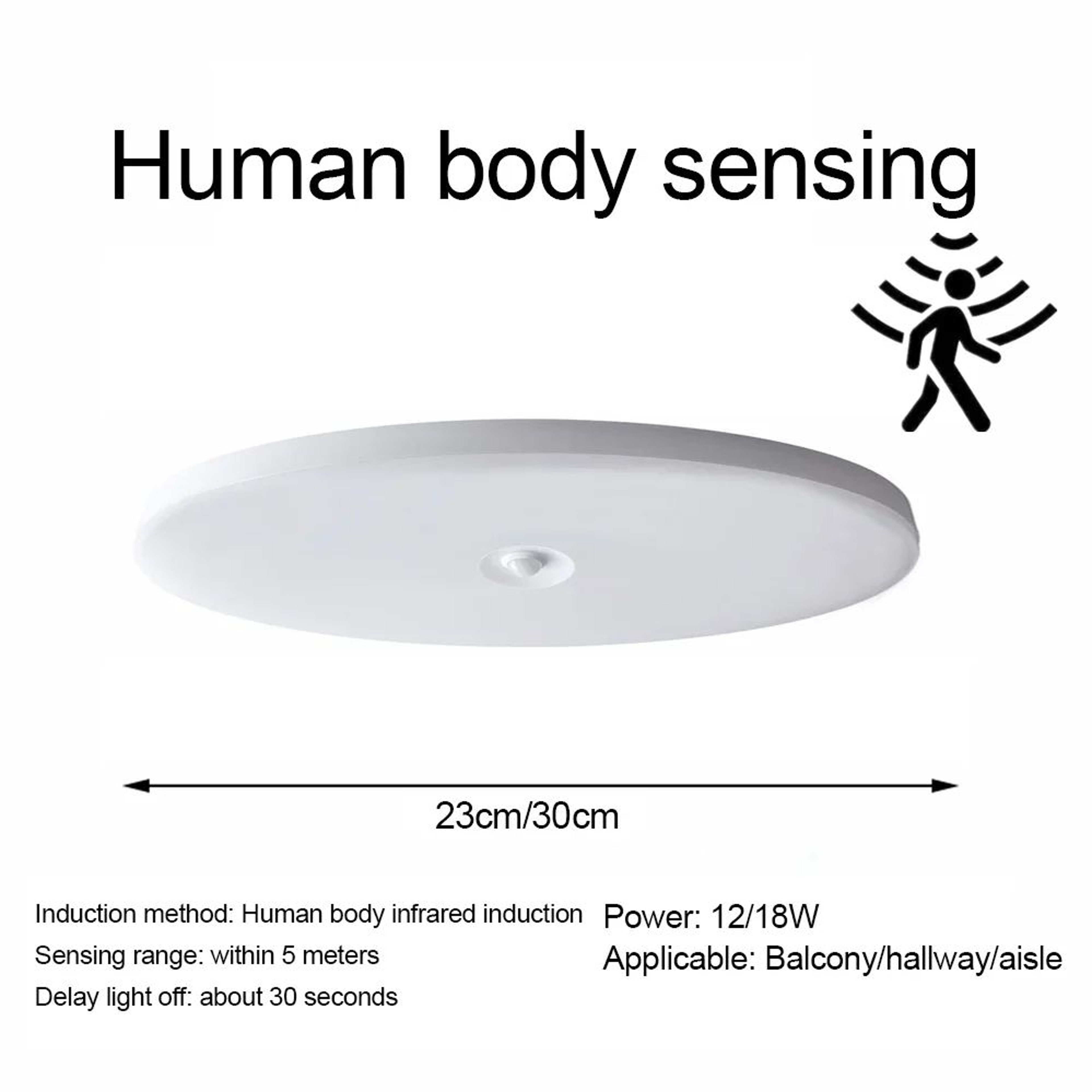 PIR Motion Sensor Ceiling Lamp  12 W Or 18W Automatic Night Lighting For Corridor Garage Stairs And 7