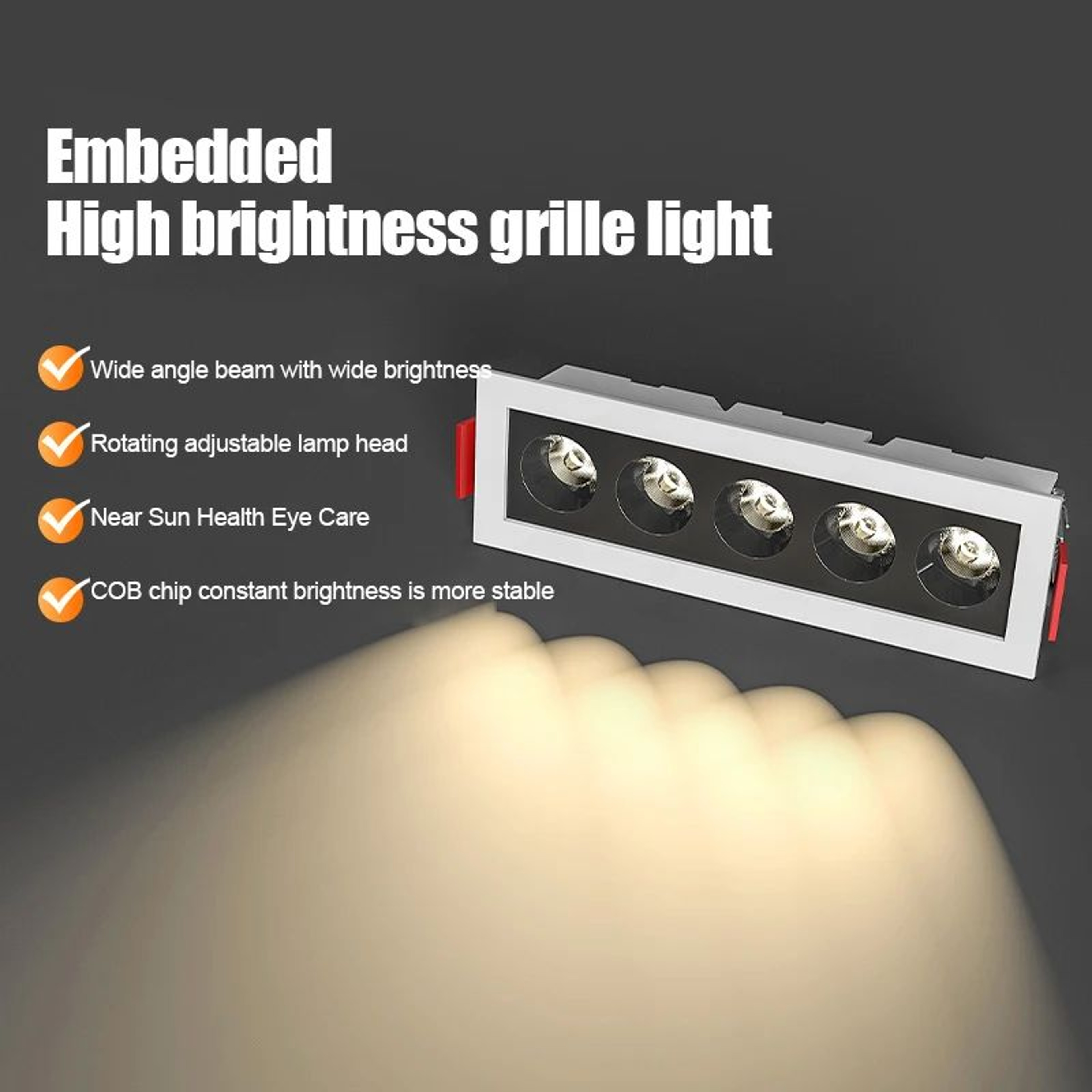 Recessed Linear LED Downlight  10W 20W 30W COB Grille Ceiling Spotlight With High CRI For Indoor Ac 4