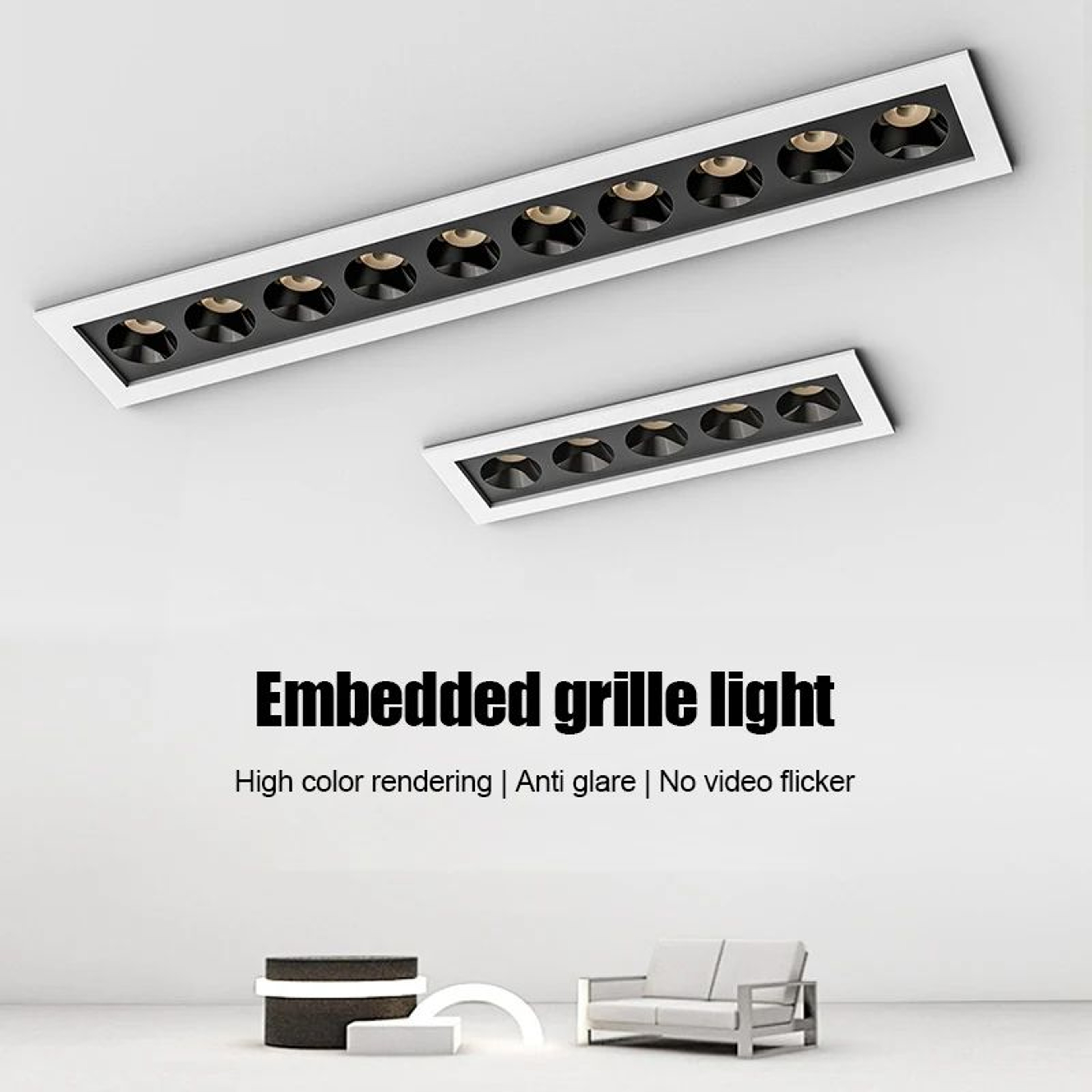 Recessed Linear LED Downlight  10W 20W 30W COB Grille Ceiling Spotlight With High CRI For Indoor Ac 0