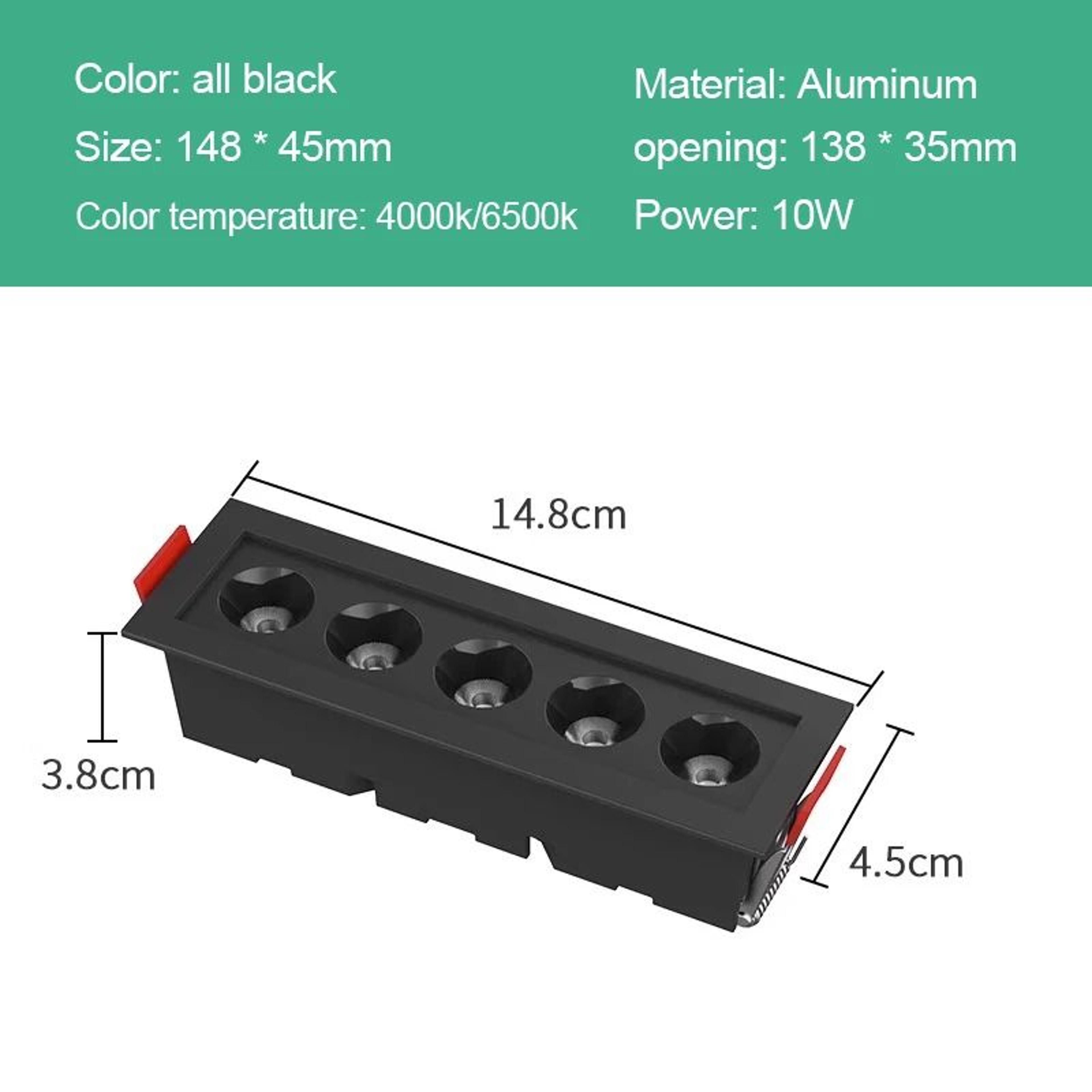 Recessed Linear LED Downlight  10W 20W 30W COB Grille Ceiling Spotlight With High CRI For Indoor Ac 6