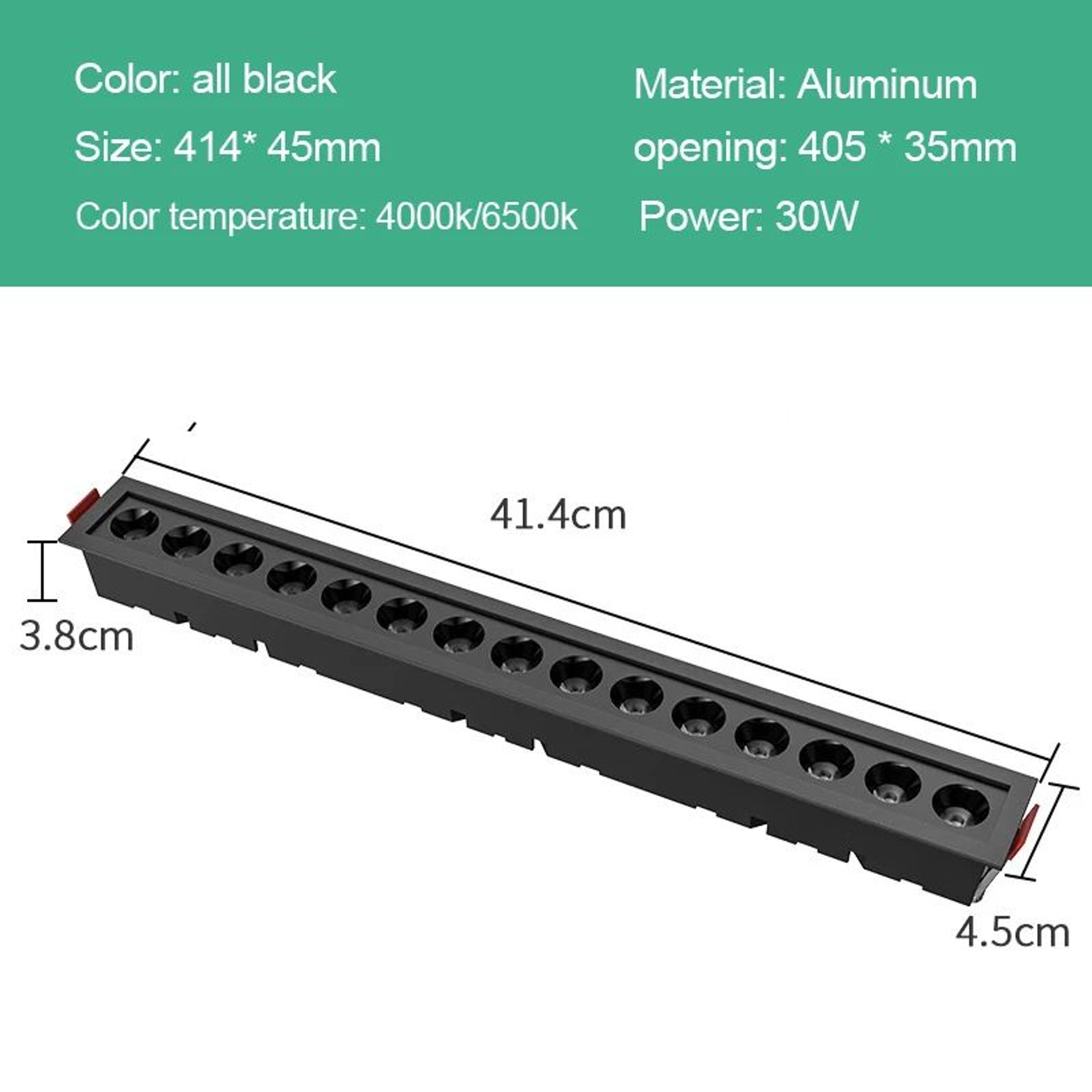 Recessed Linear LED Downlight  10W 20W 30W COB Grille Ceiling Spotlight With High CRI For Indoor Ac 8