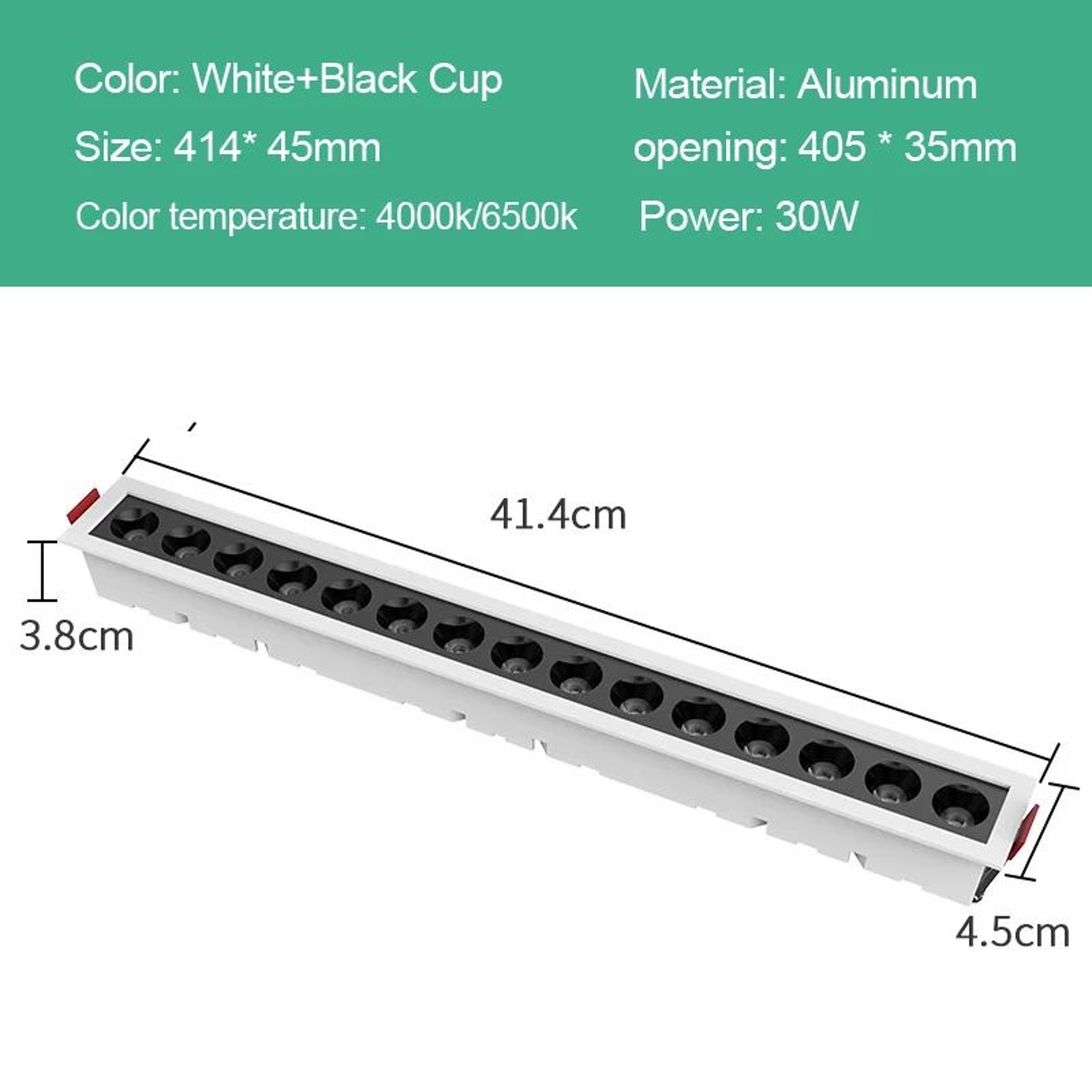 Recessed Linear LED Downlight  10W 20W 30W COB Grille Ceiling Spotlight With High CRI For Indoor Ac 11