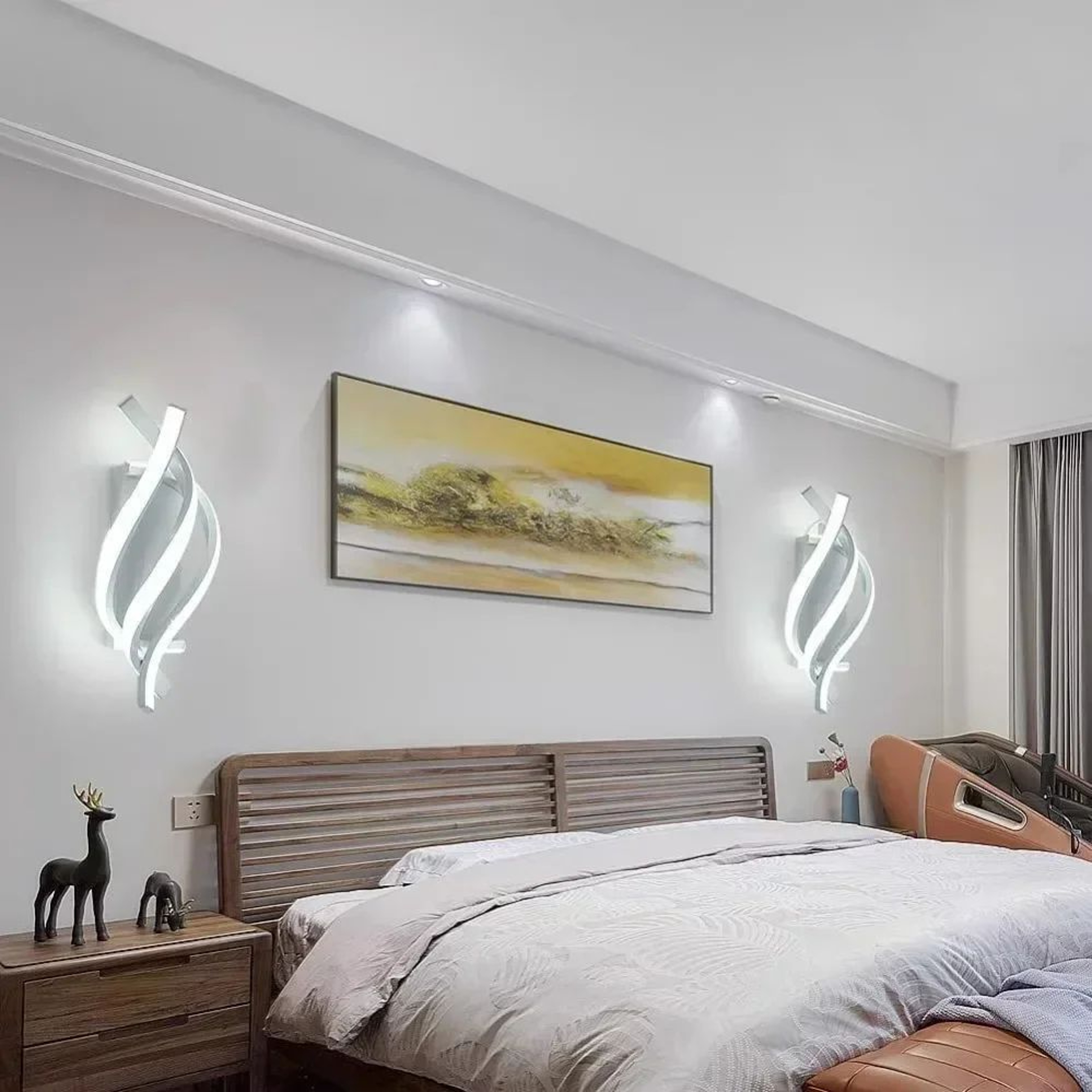 Modern LED Wall Lamp  Three Curved Line Accent Light In Black Or White For Living Room Bedroom Head 5