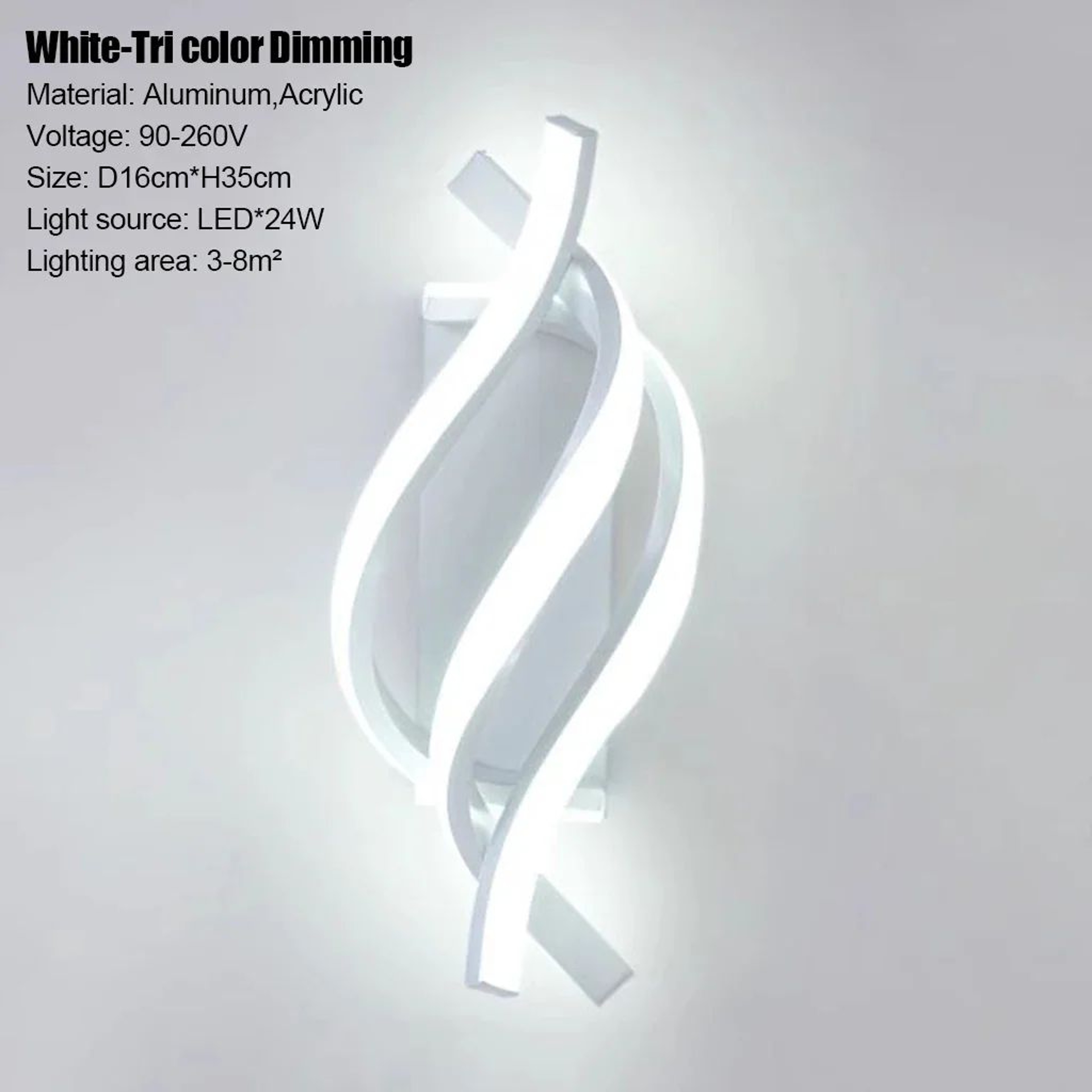 Modern LED Wall Lamp  Three Curved Line Accent Light In Black Or White For Living Room Bedroom Head 8