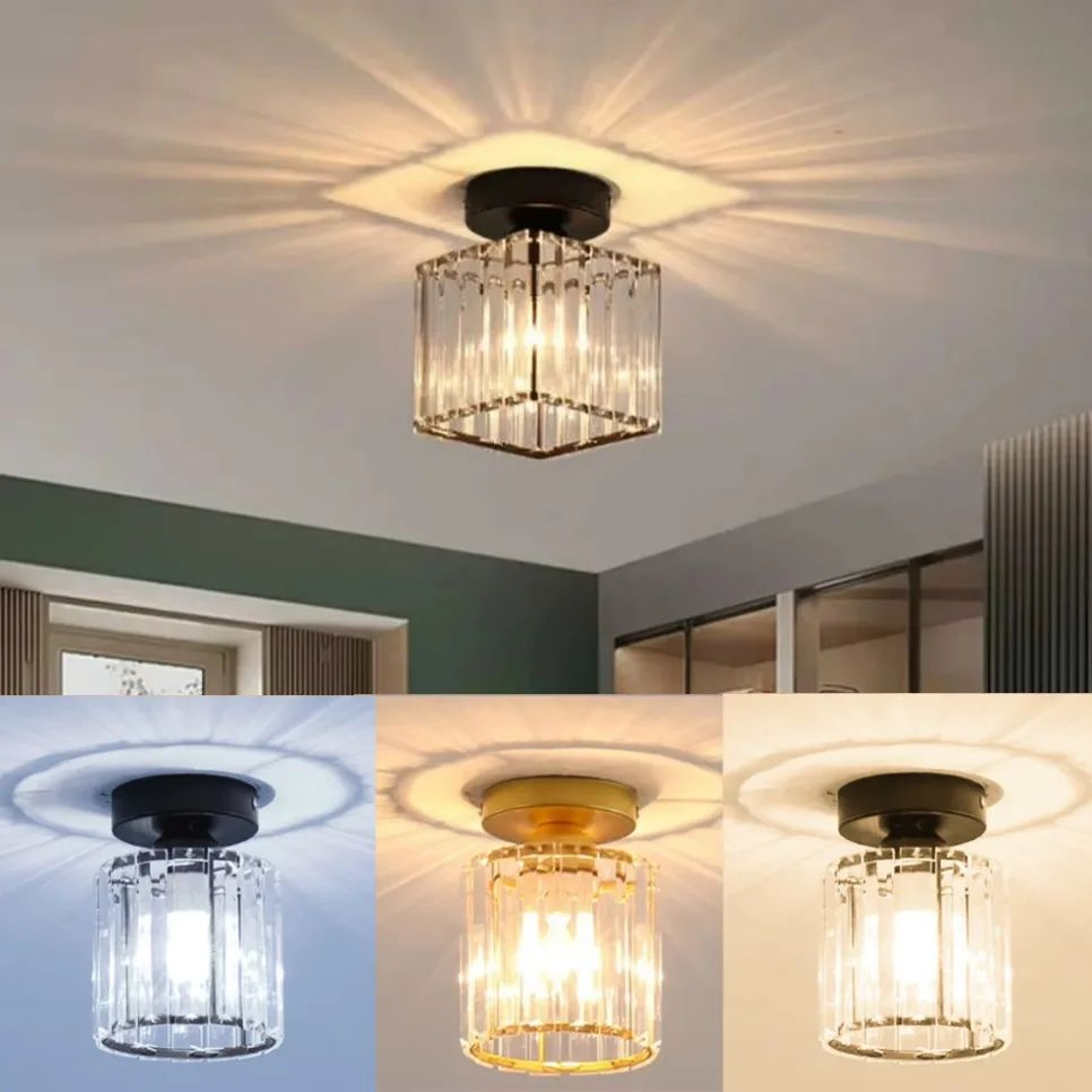 Nordic Acrylic Ceiling Light  E27 Lamp Fixture In Black Or Gold For Living Room Bedroom Hallway And 1