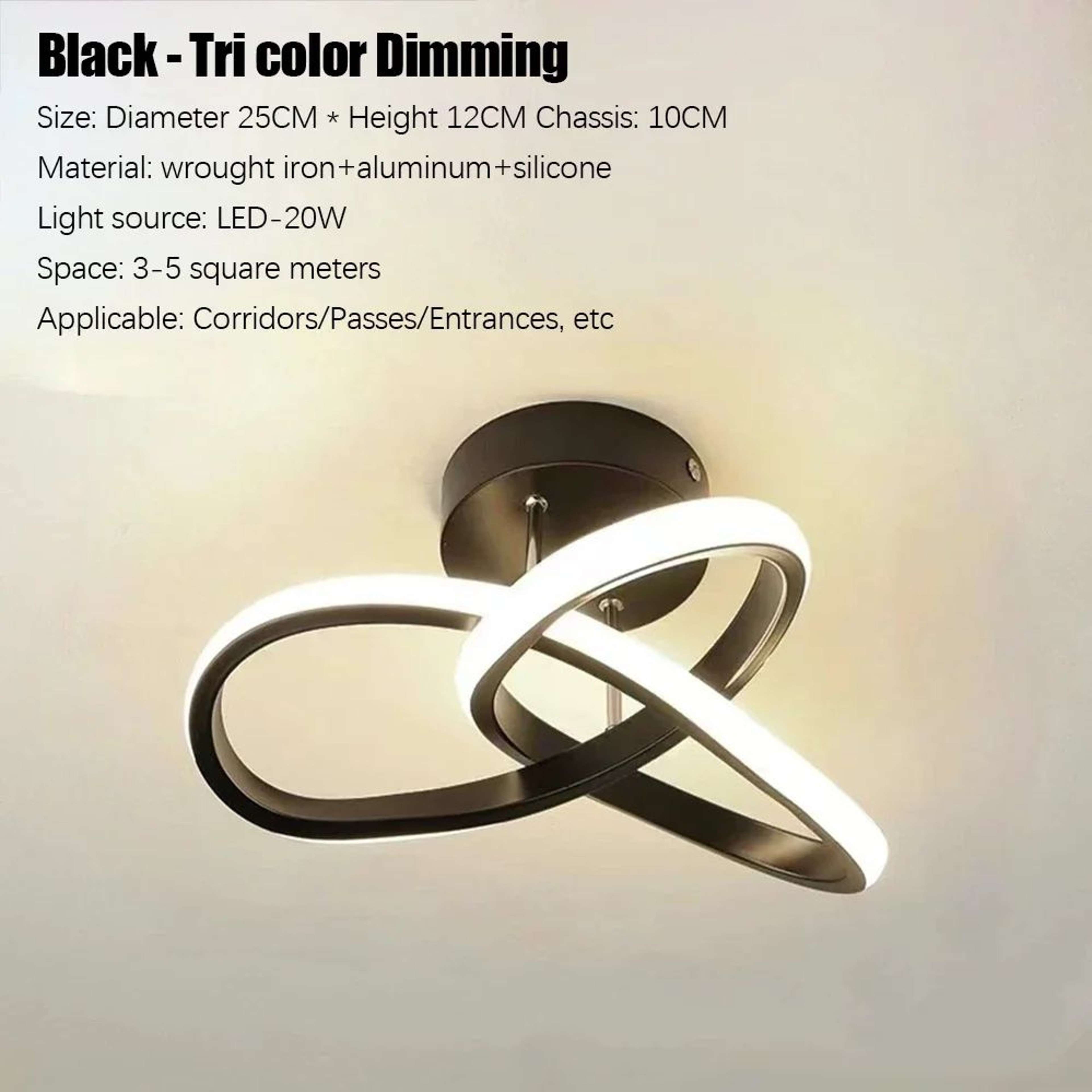 Modern LED Ceiling Light  20 W Simple Tricolor Lamp In Black Or White For Corridor Entryway Stairca 6