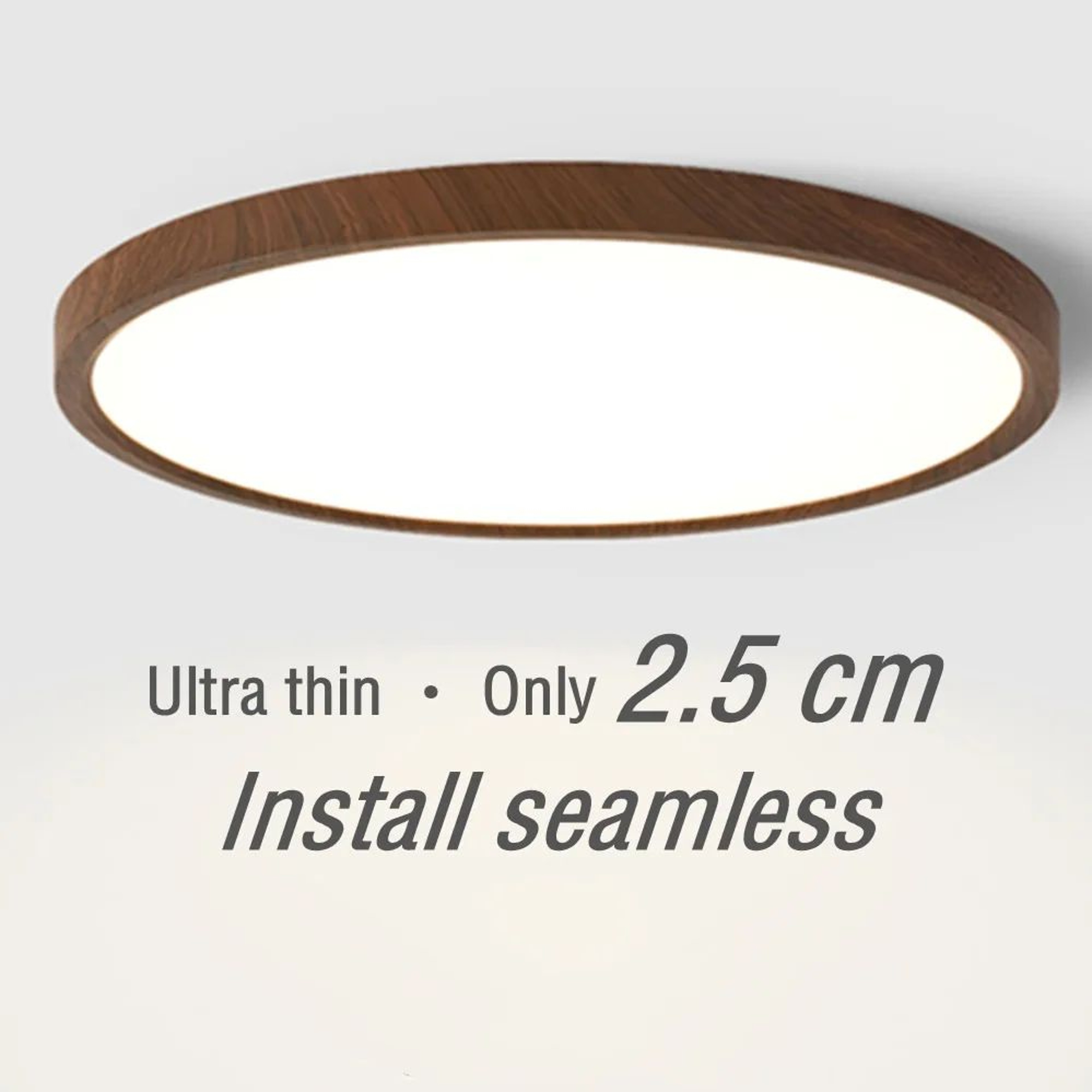 Walnut Wood Grain LED Ceiling Light  Ultra Thin Round Acrylic Lamp For Living Room Bedroom Modern I 0