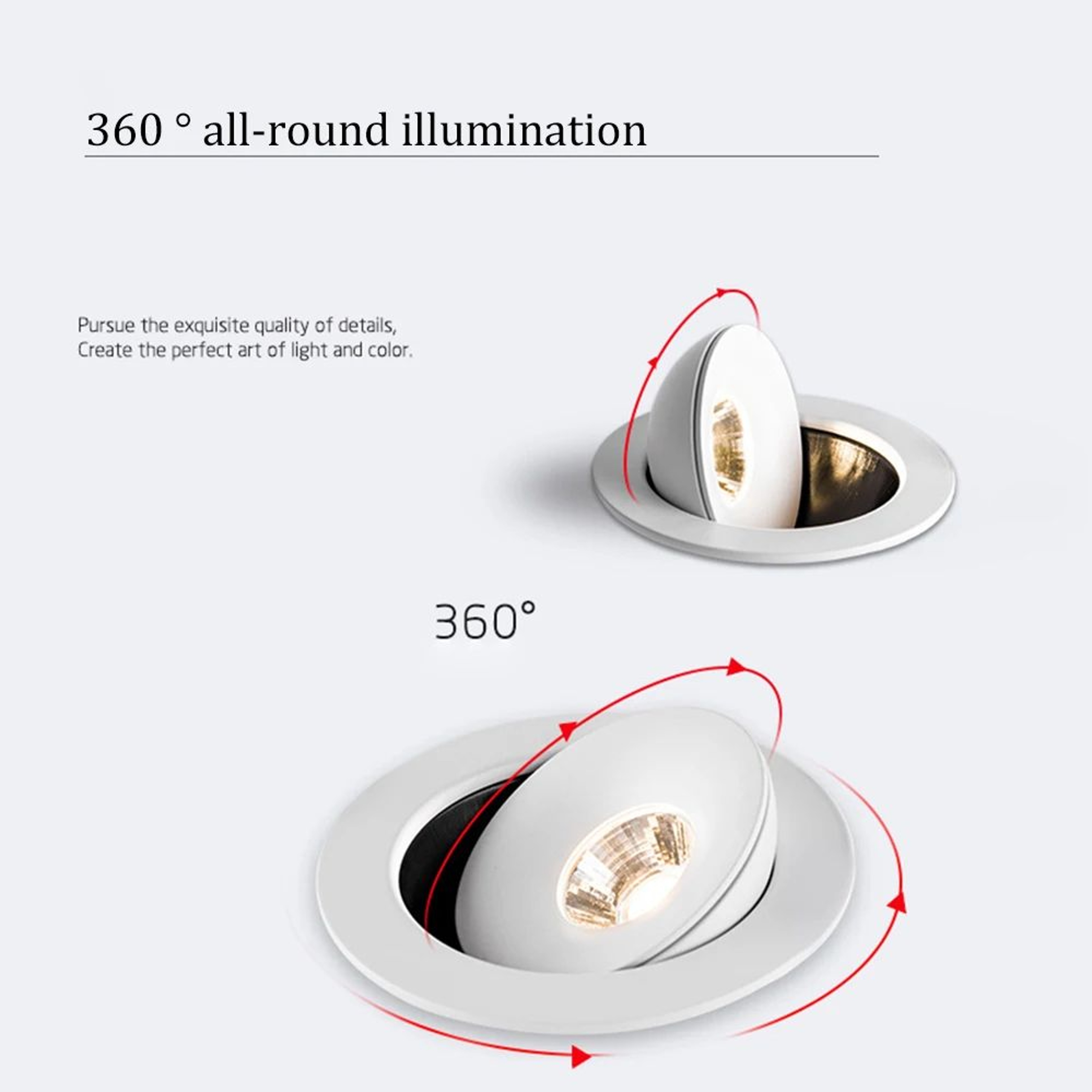 Adjustable COB LED Downlight  360 Degree Ceiling Spotlight In Black Or White With Dimmable Option F 1
