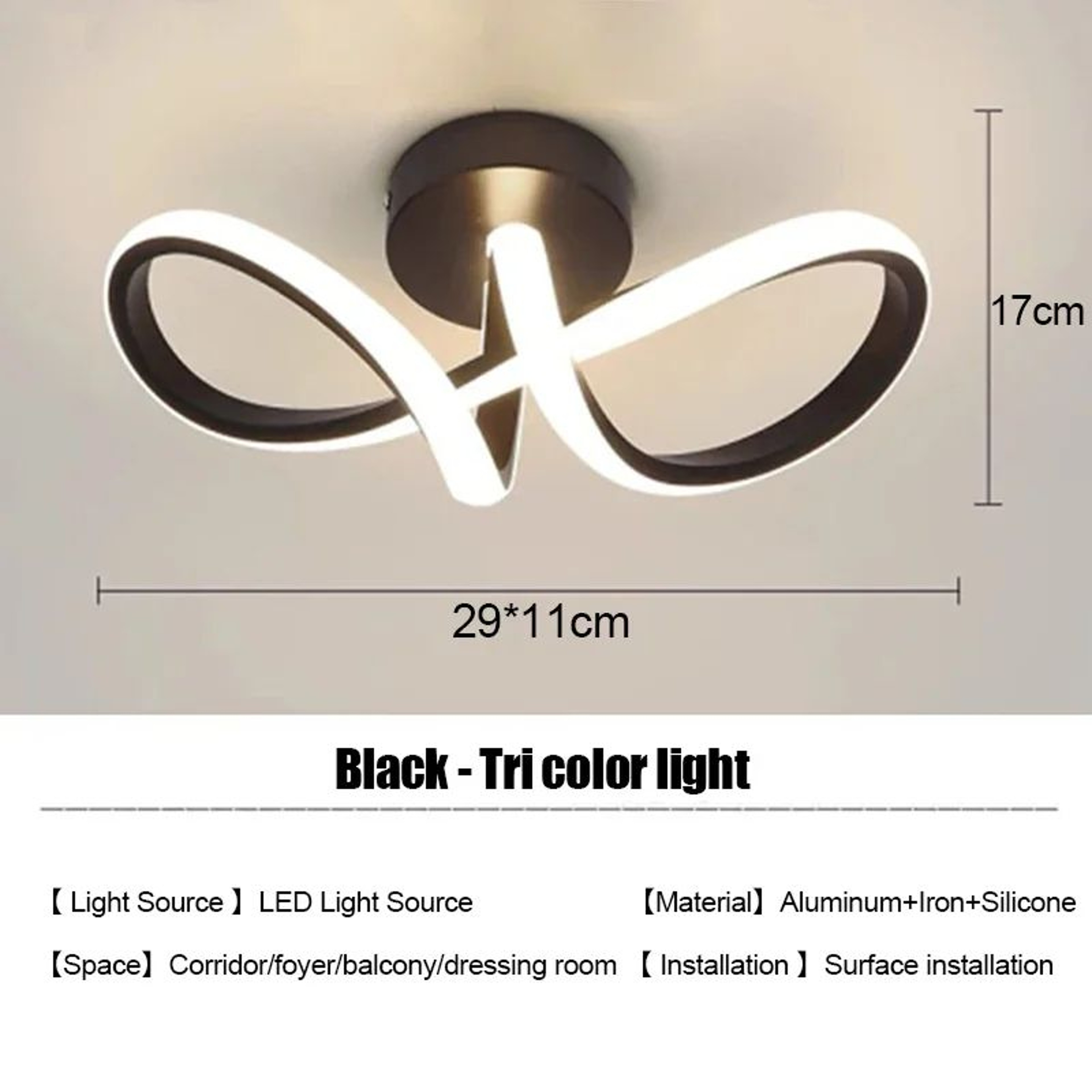 Modern 18W LED Lamp  Baked Enamel Light In Black White Or Gold With Warm Cool Or Tricolor For Bedro 6