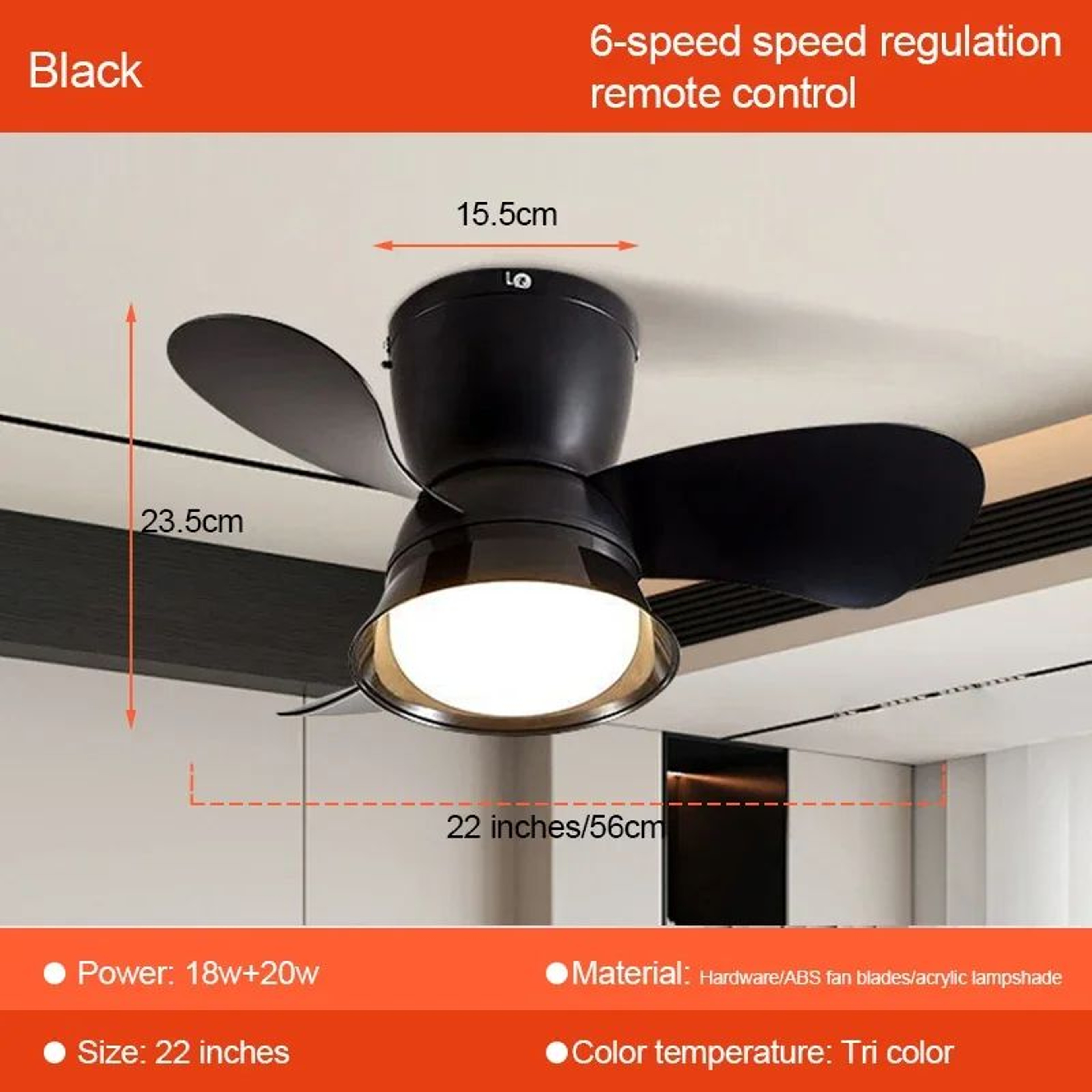 Ceiling Fan With LED Lights  Remote Control 3 Speed Reversible Fan With Dimmable Lighting For Bedro 6