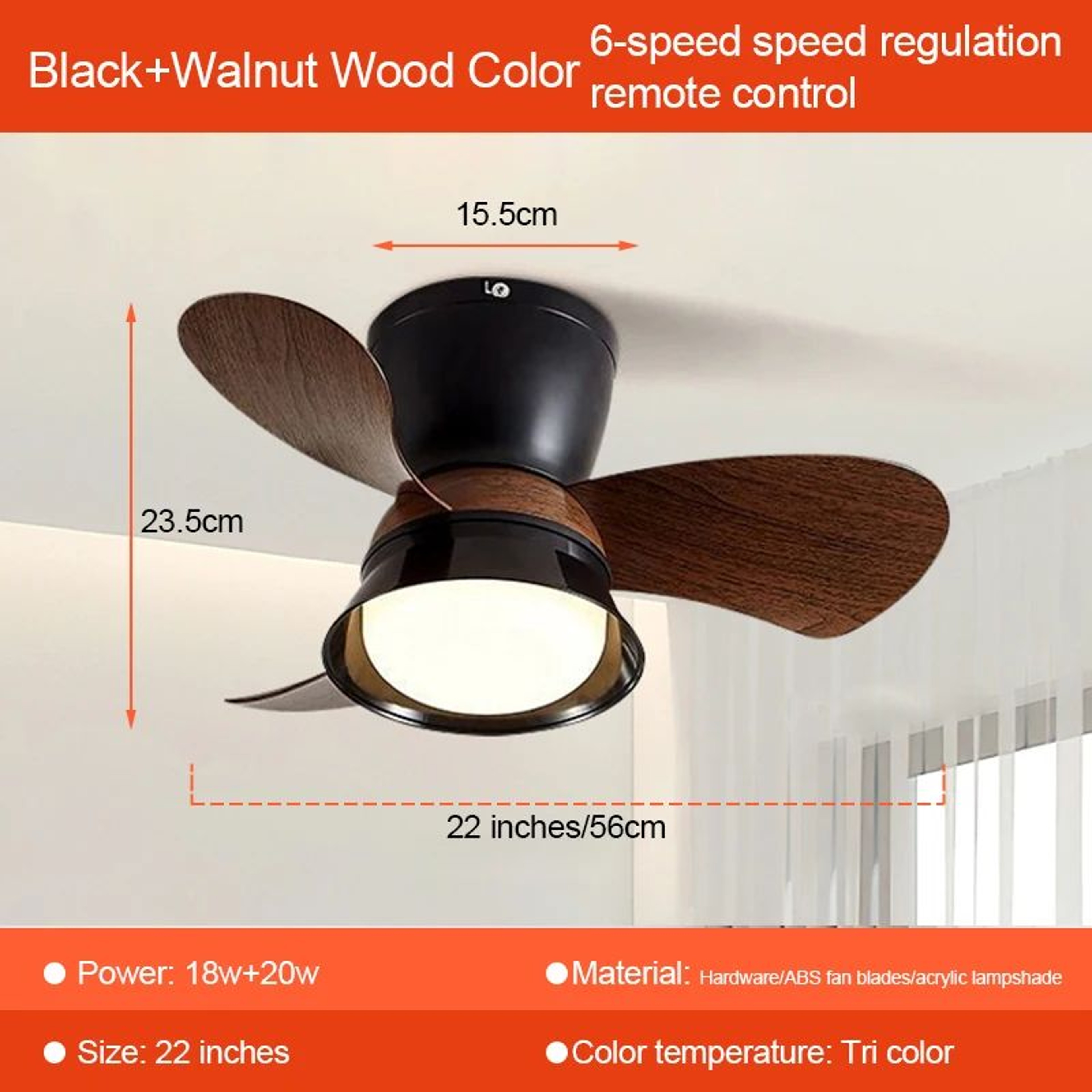 Ceiling Fan With LED Lights  Remote Control 3 Speed Reversible Fan With Dimmable Lighting For Bedro 7