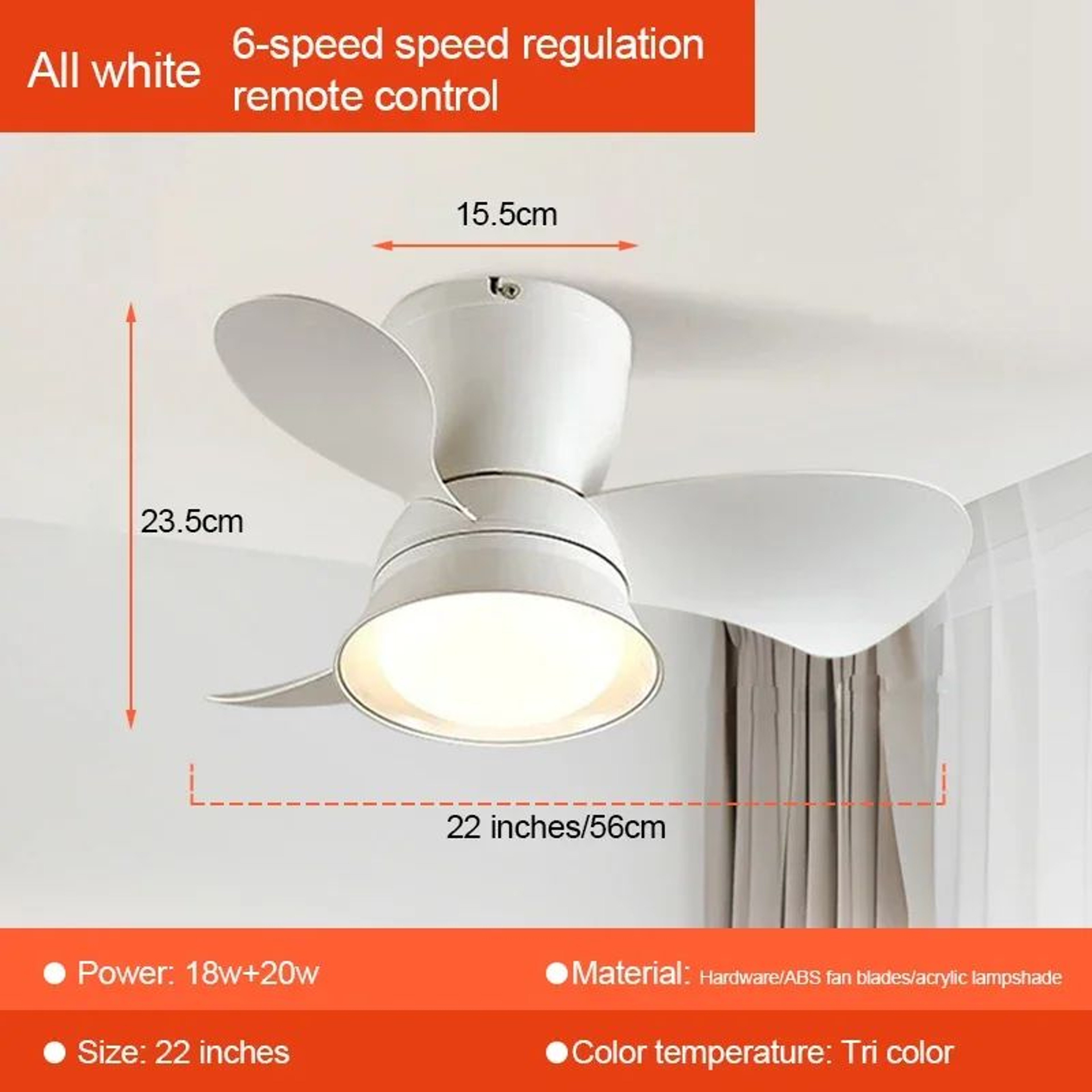 Ceiling Fan With LED Lights  Remote Control 3 Speed Reversible Fan With Dimmable Lighting For Bedro 8