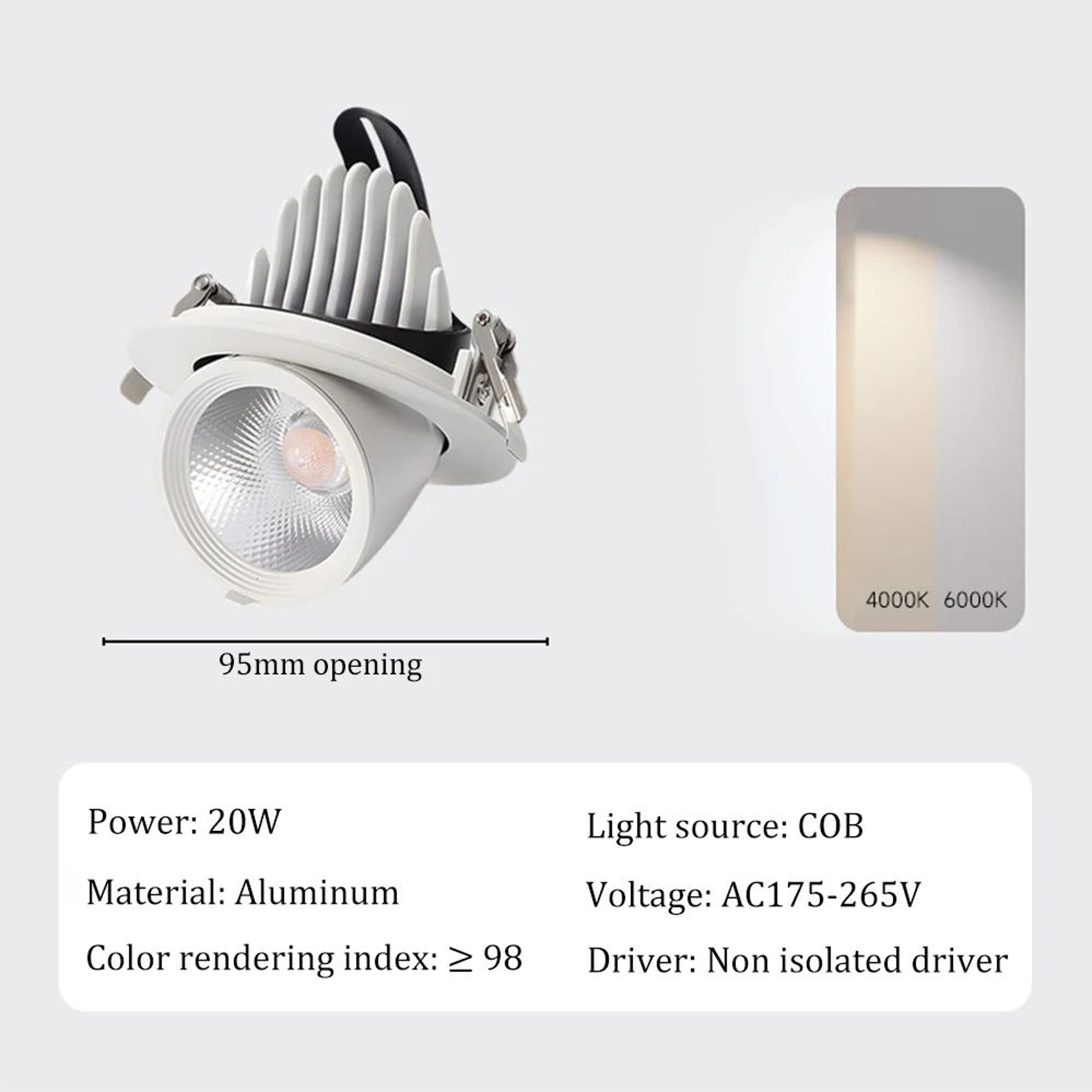Recessed COB LED Downlight  360 Degree Adjustable Ceiling Spotlight With Driver For Living Room Off 7