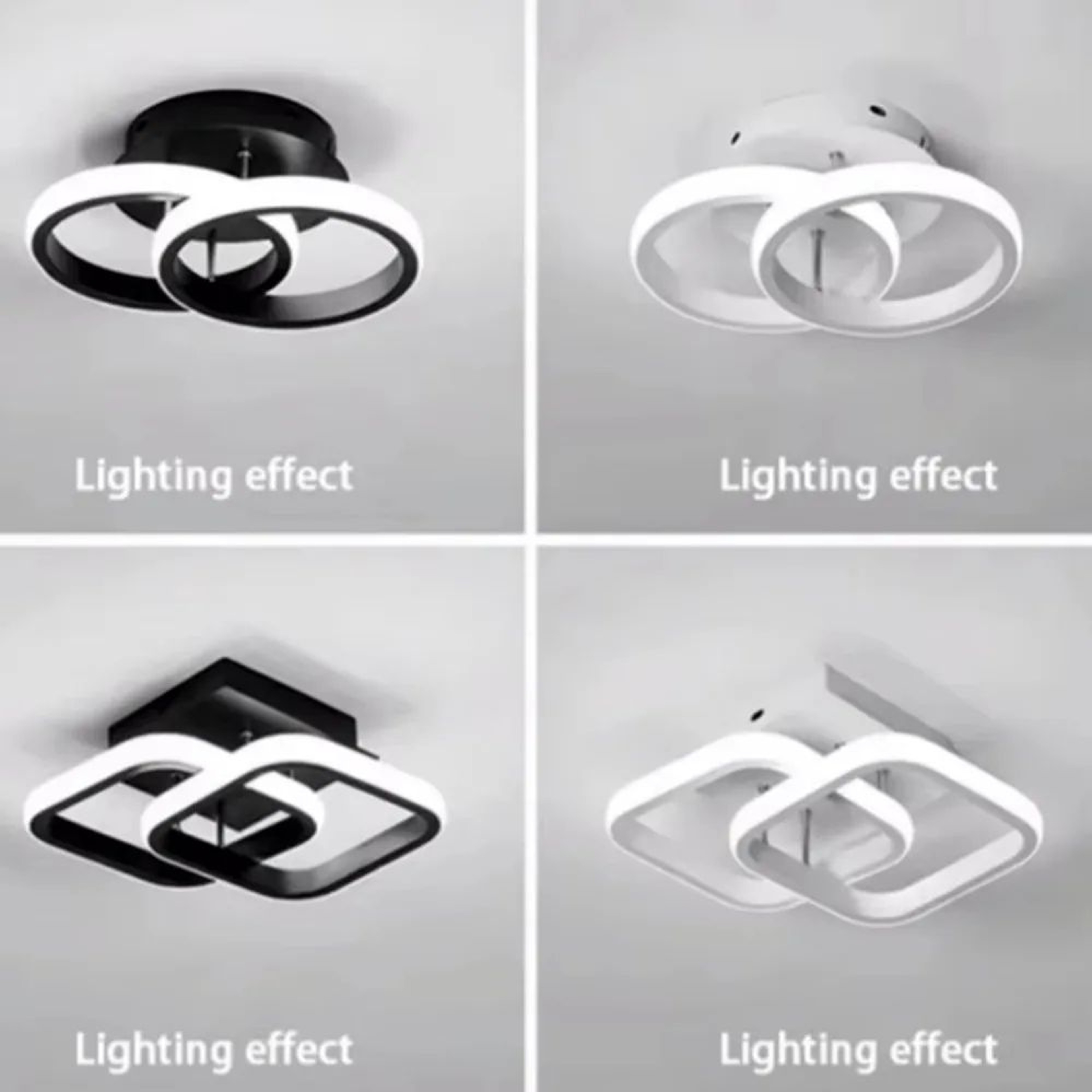 Modern Square LED Ceiling Light  25W 3 Color Lamp In Black Or White For Hallway Kitchen Bedroom  Co 3