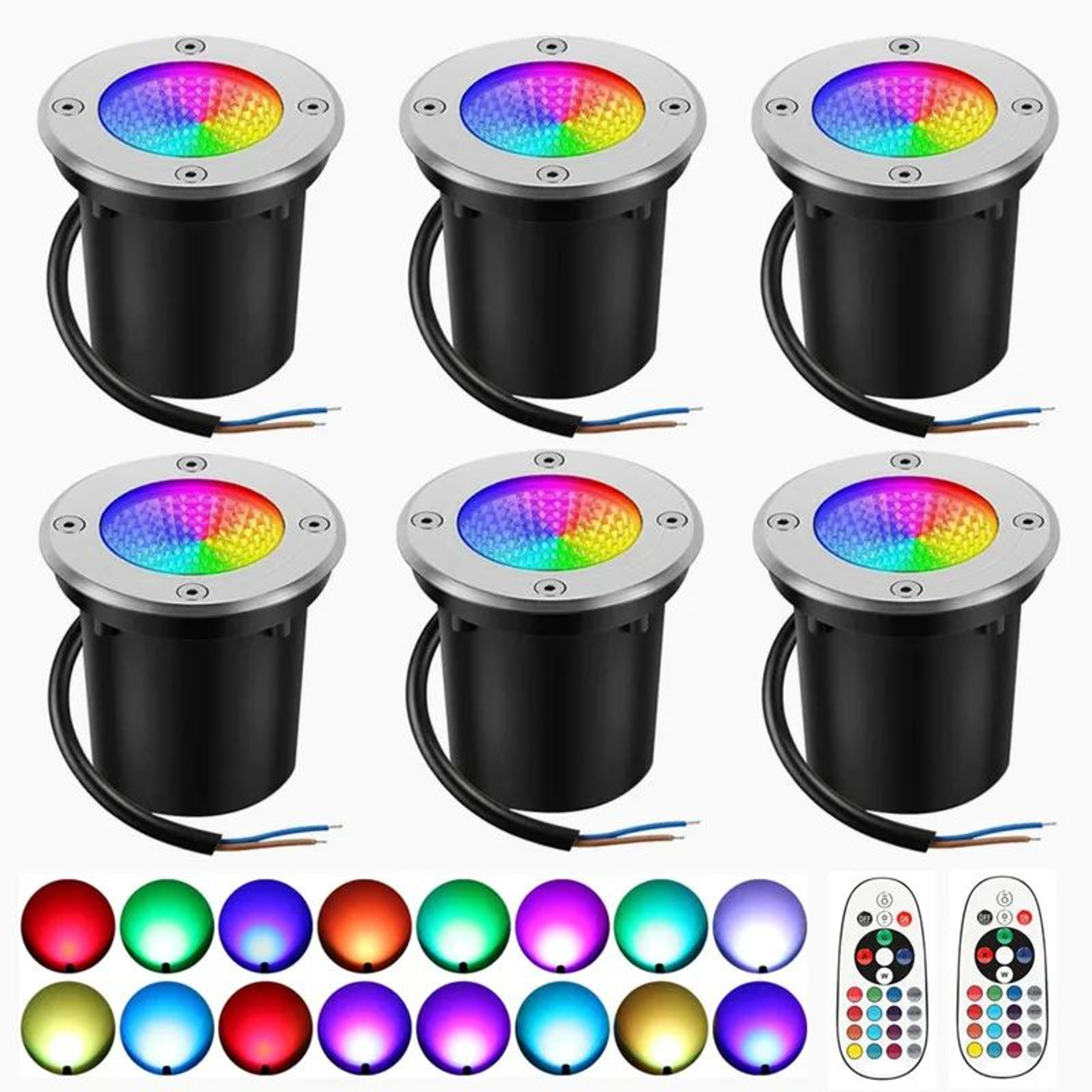 RGBW InGround Landscape Lights  8 Pack 10W 12V Waterproof Outdoor Lamps With Remote For Garden Path 0
