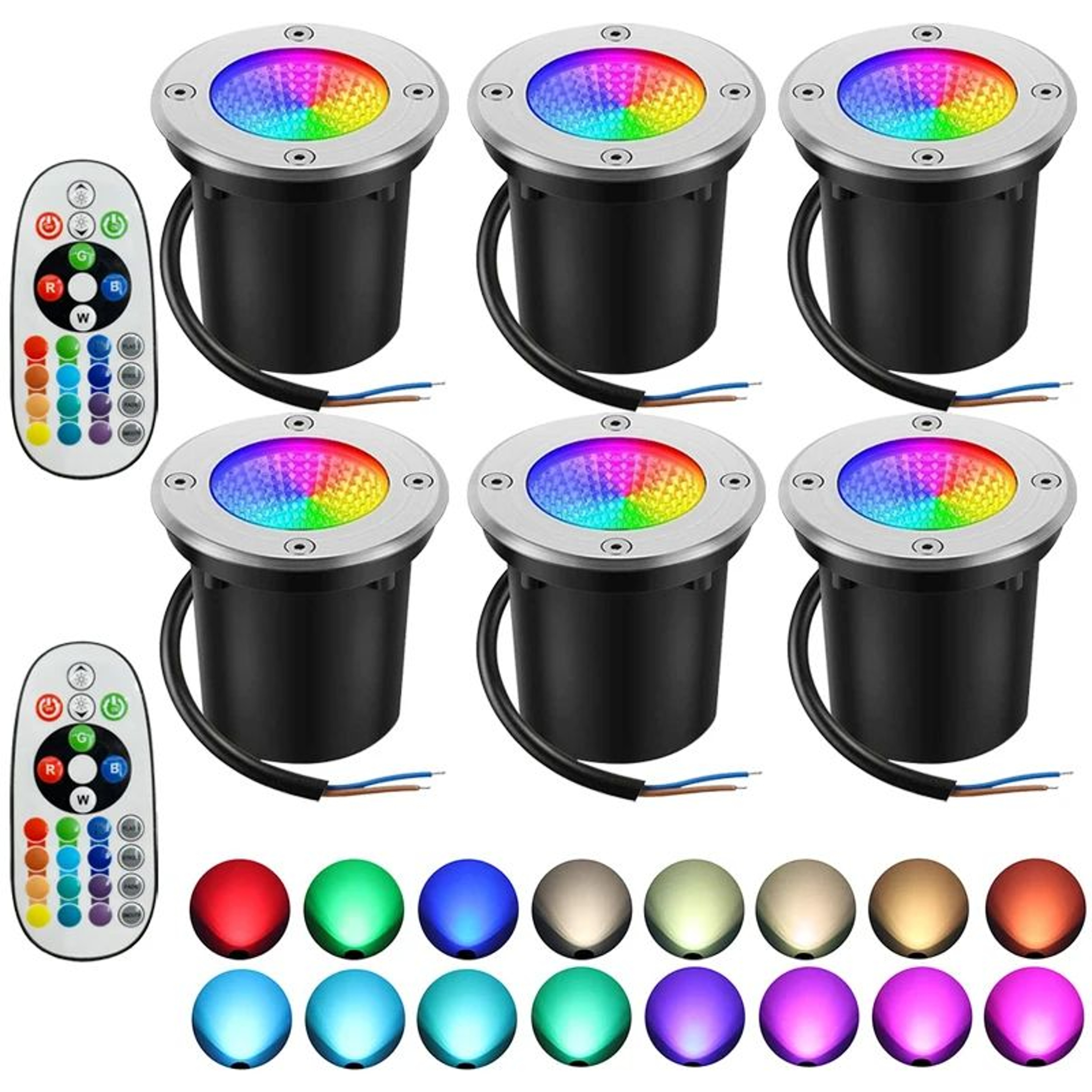 RGBW InGround Landscape Lights  8 Pack 10W 12V Waterproof Outdoor Lamps With Remote For Garden Path 8