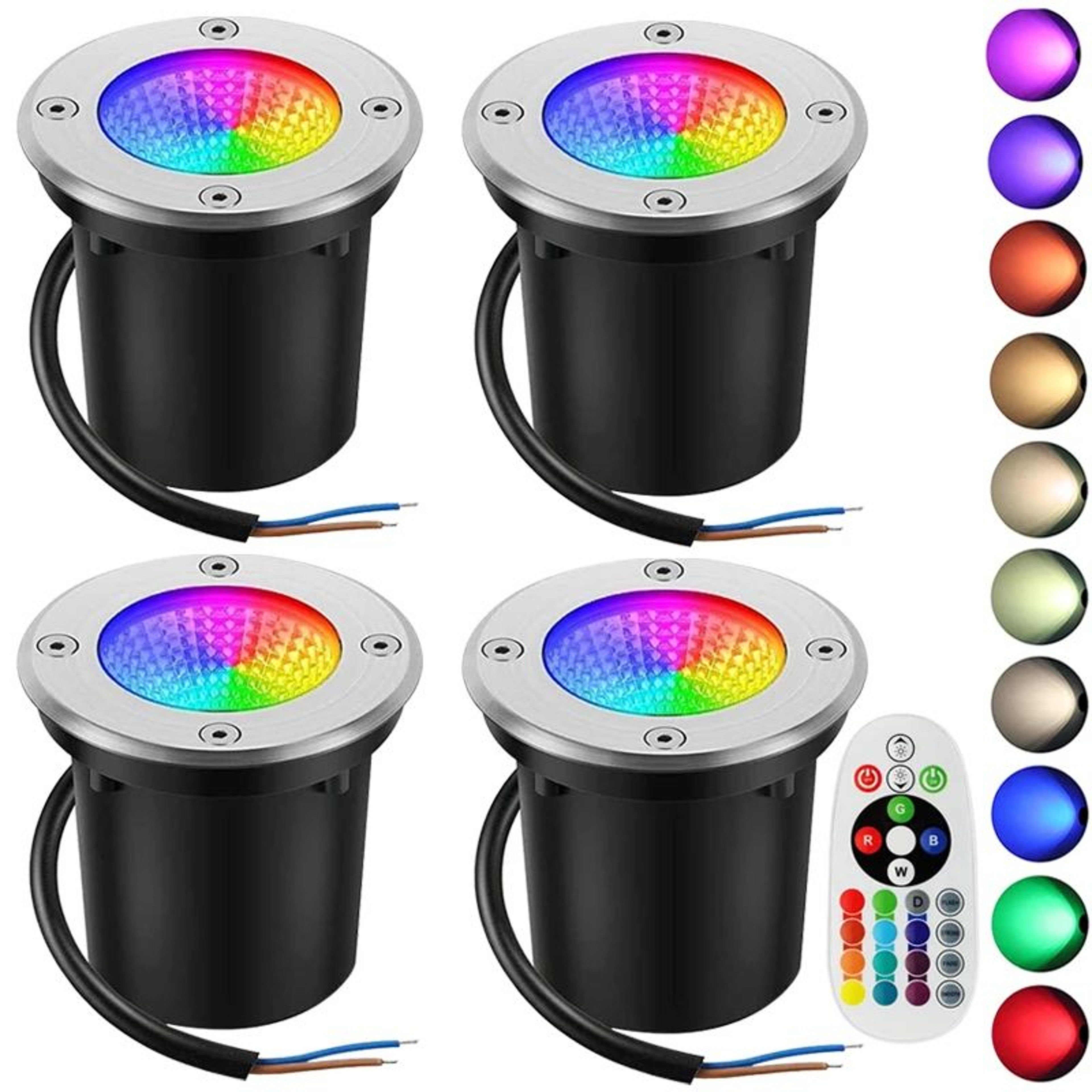 RGBW InGround Landscape Lights  8 Pack 10W 12V Waterproof Outdoor Lamps With Remote For Garden Path 7