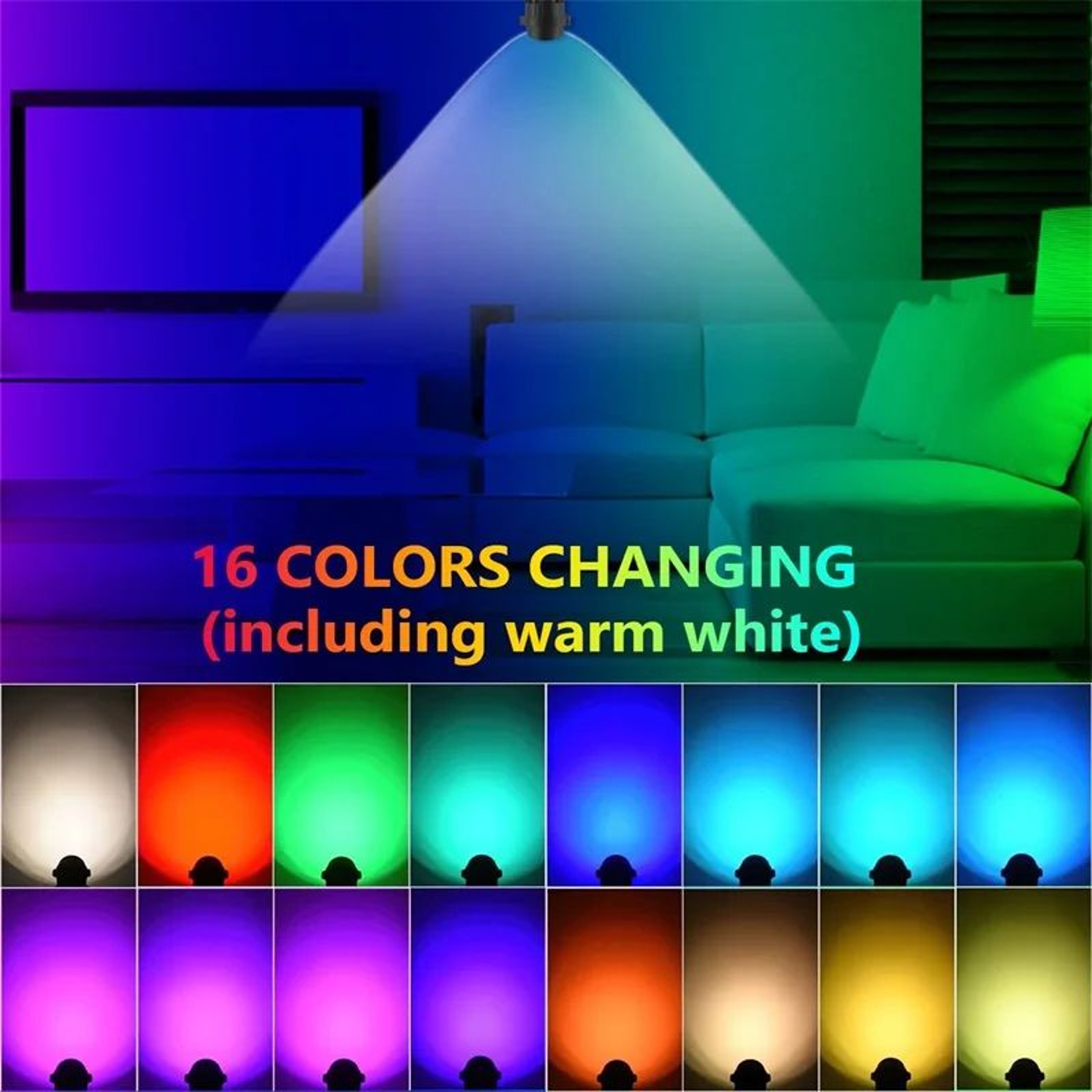 RGBW Indoor Spotlights  2 Pack 10 W Dimmable Accent Uplights With RF Remote 16 Colors  Plug For Flo 3