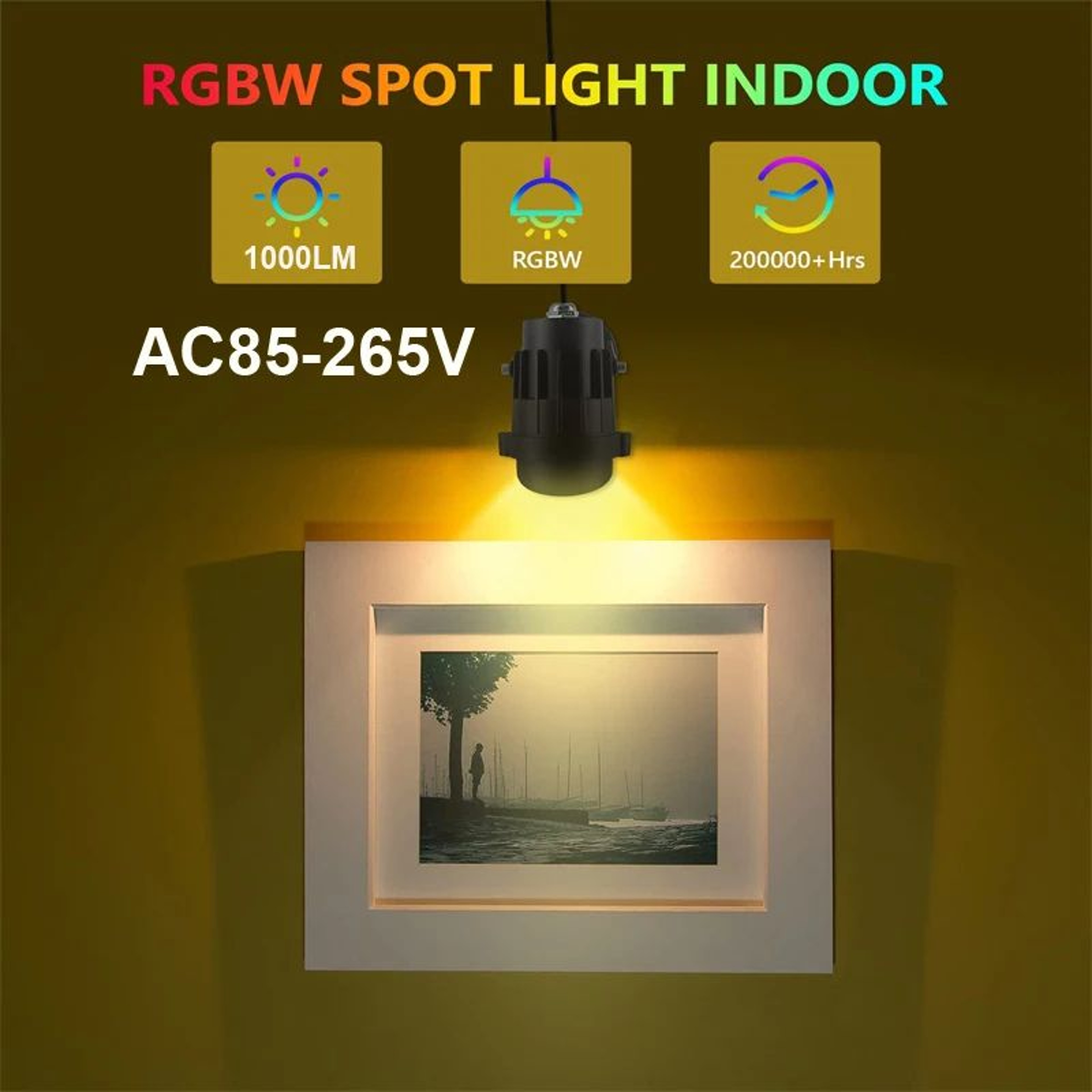 RGBW Indoor Spotlights  2 Pack 10 W Dimmable Accent Uplights With RF Remote 16 Colors  Plug For Flo 5