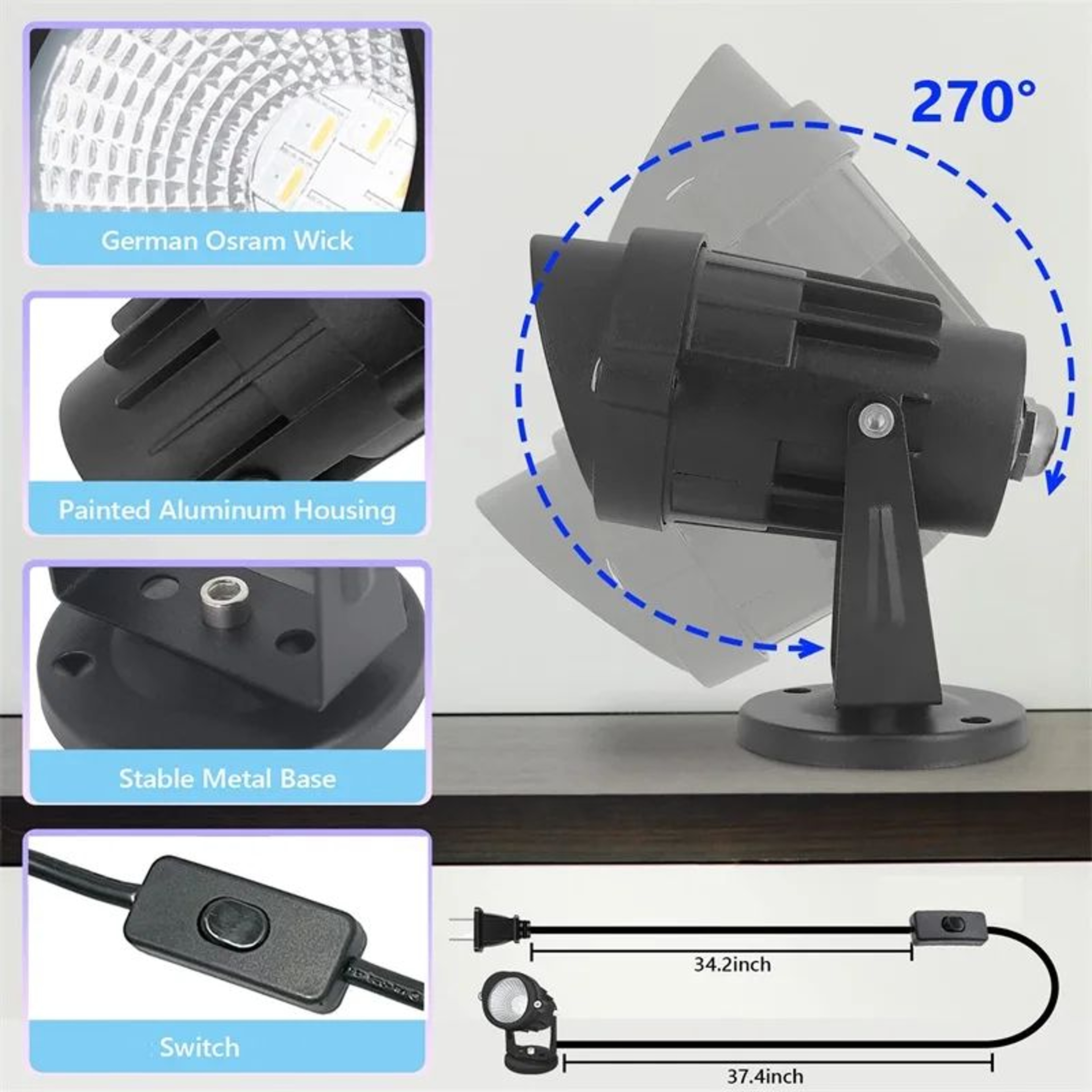 RGBW Indoor Spotlights  2 Pack 10 W Dimmable Accent Uplights With RF Remote 16 Colors  Plug For Flo 4