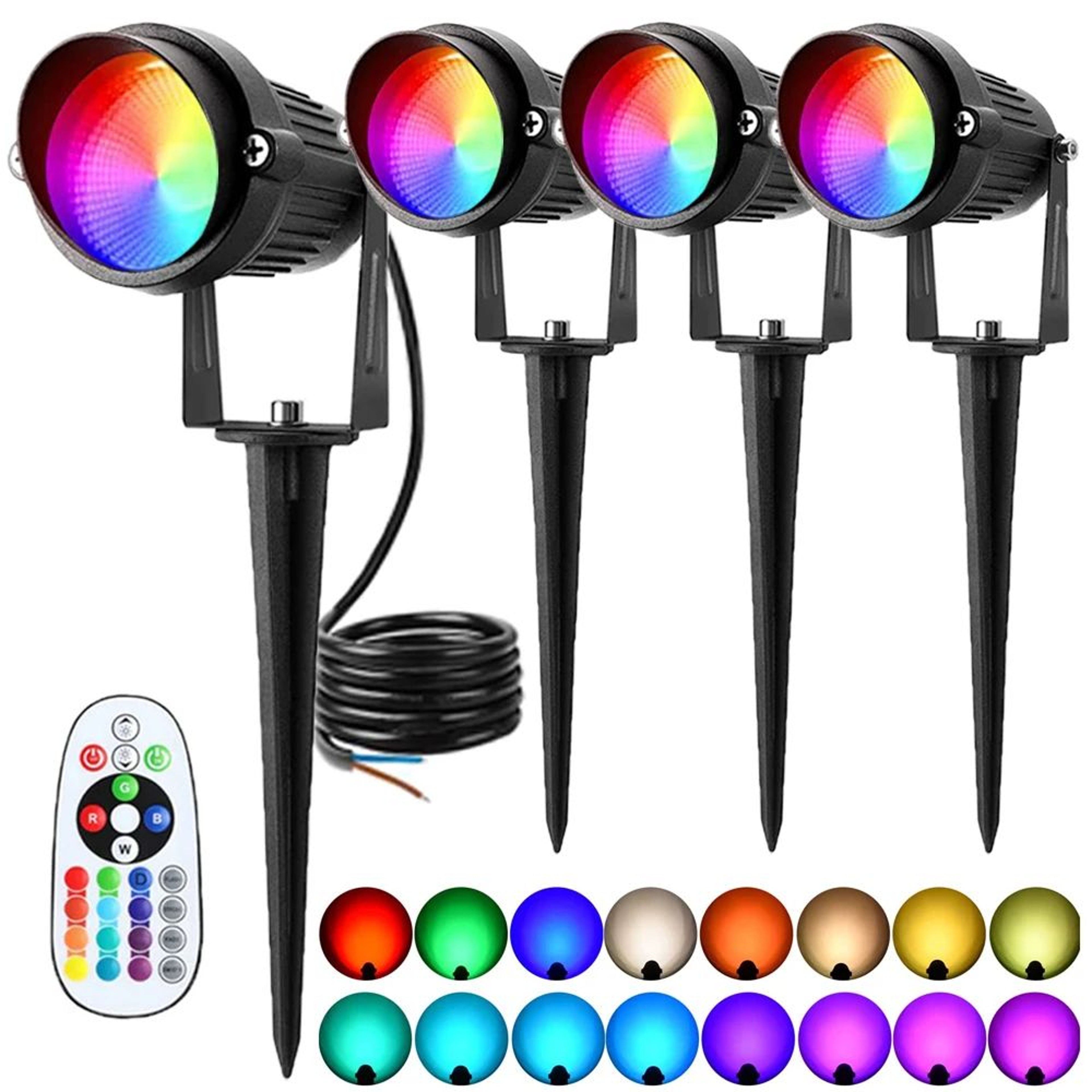 RGBW LED Landscape Spotlight  10W Color Changing Garden Light With Remote And IP65 Waterproof Desig 8