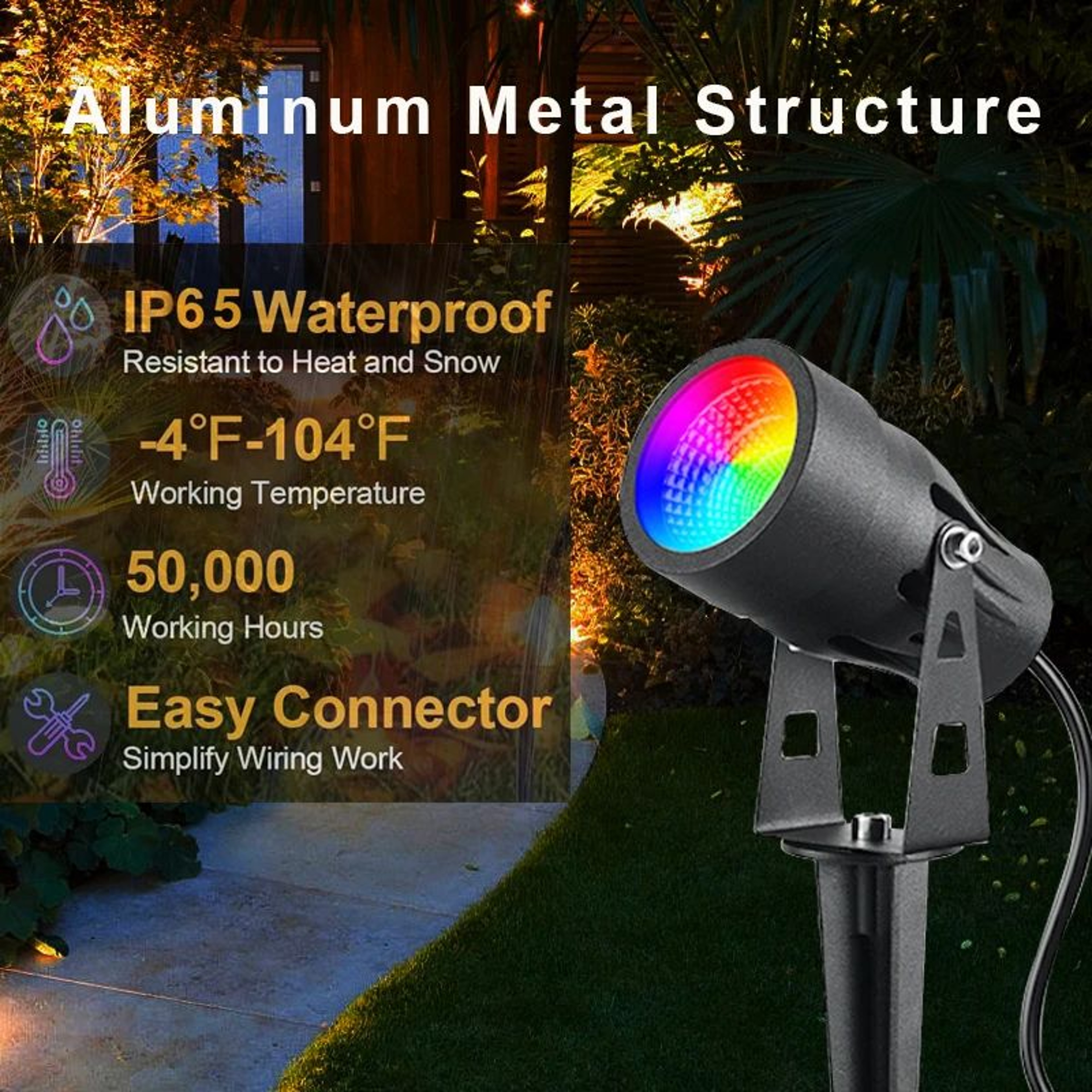 RGBW LED Landscape Light  6W 12V Waterproof Color Changing Garden Spotlight With RF Remote And Spik 4