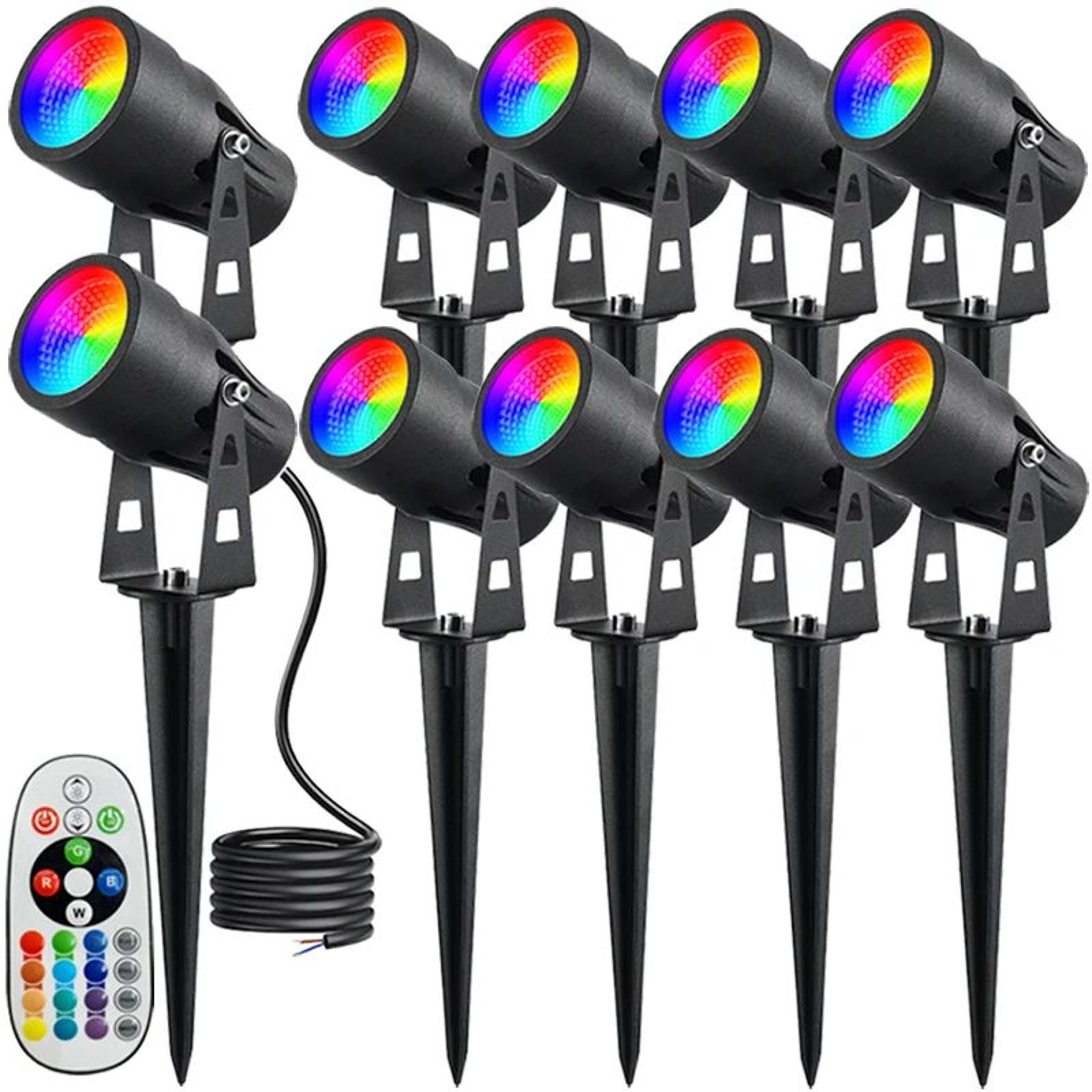 RGBW LED Landscape Light  6W 12V Waterproof Color Changing Garden Spotlight With RF Remote And Spik 11