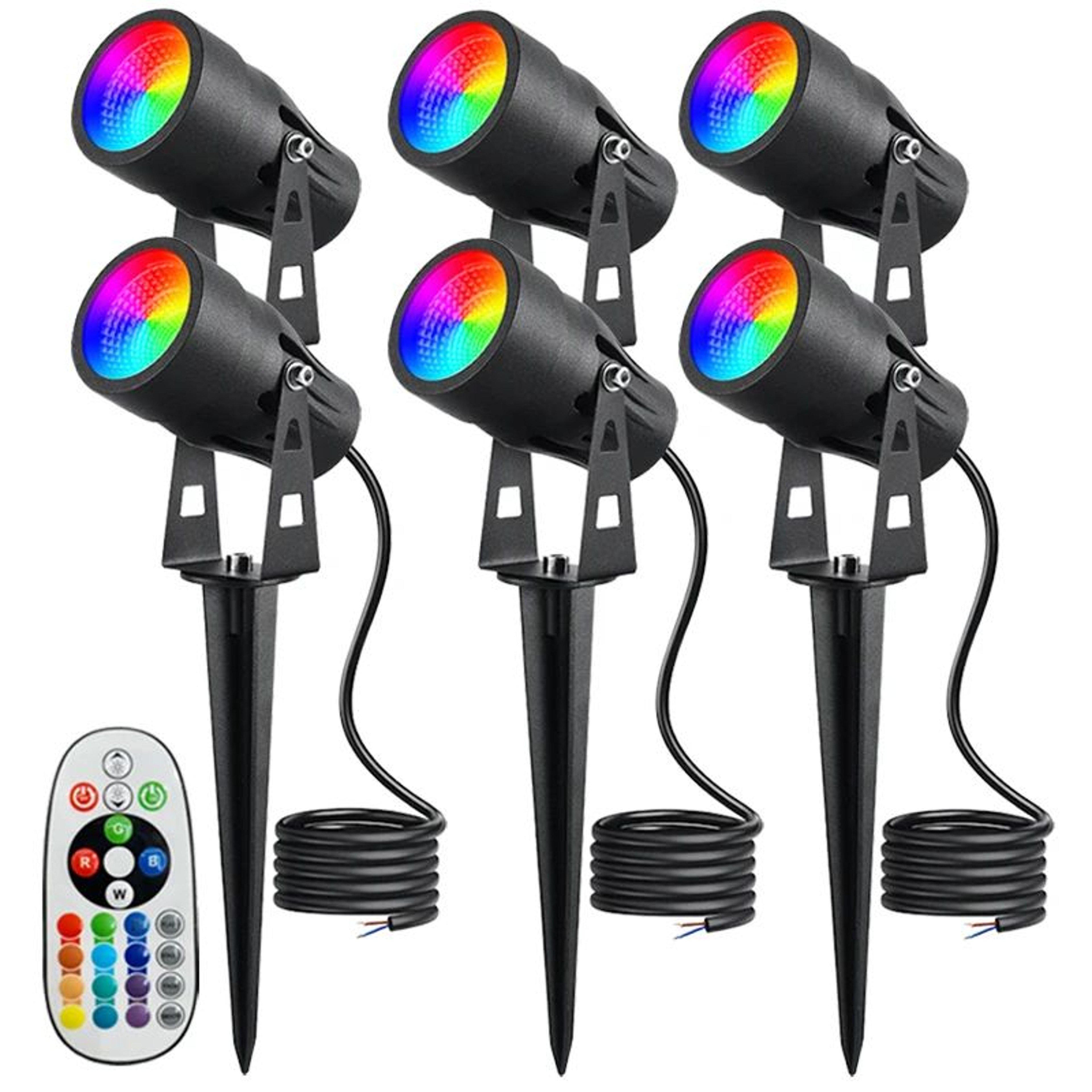 RGBW LED Landscape Light  6W 12V Waterproof Color Changing Garden Spotlight With RF Remote And Spik 9