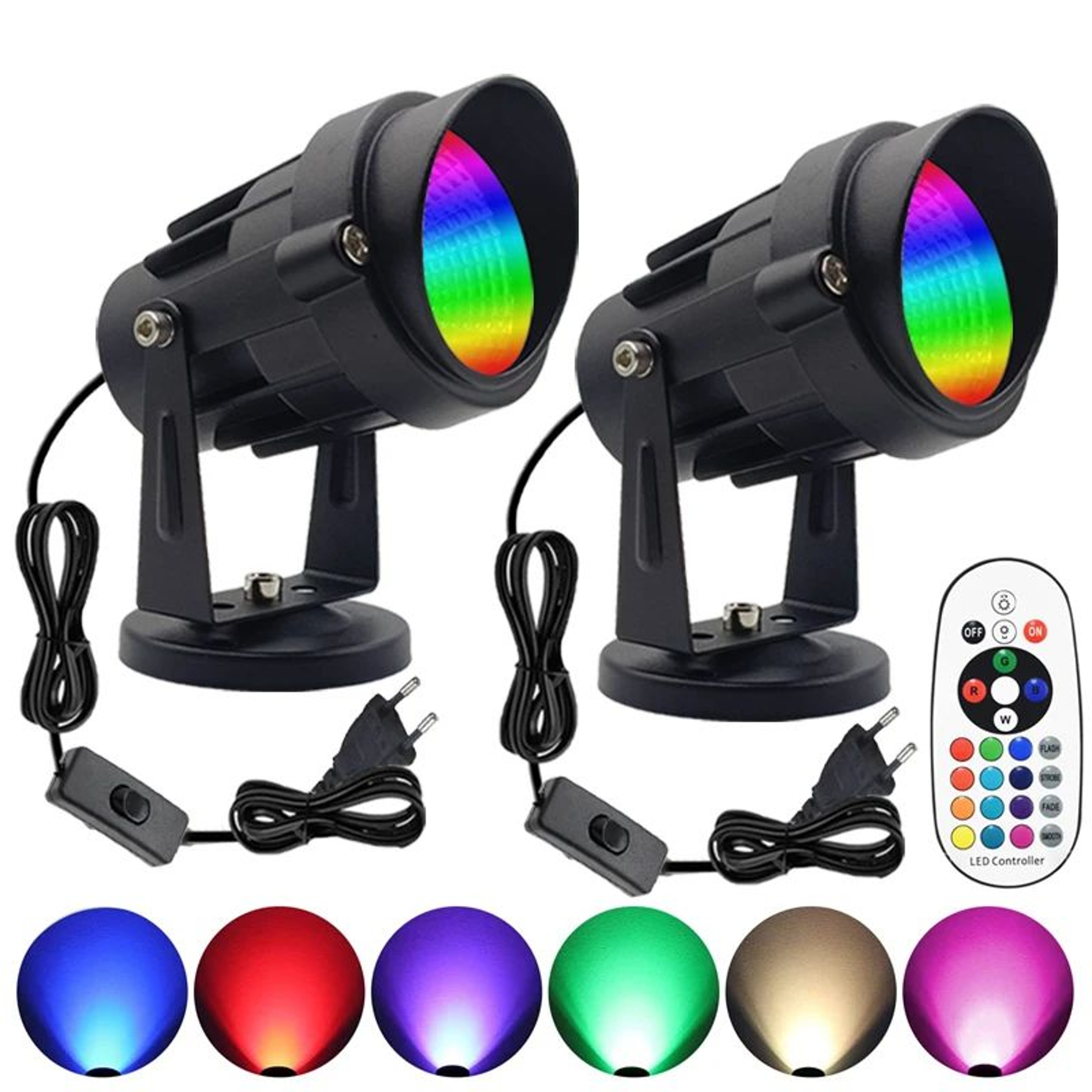 10W RGBW Indoor Spotlight  Color Changing Dimmable Uplight With RF Remote For Artwork Plants And De 0