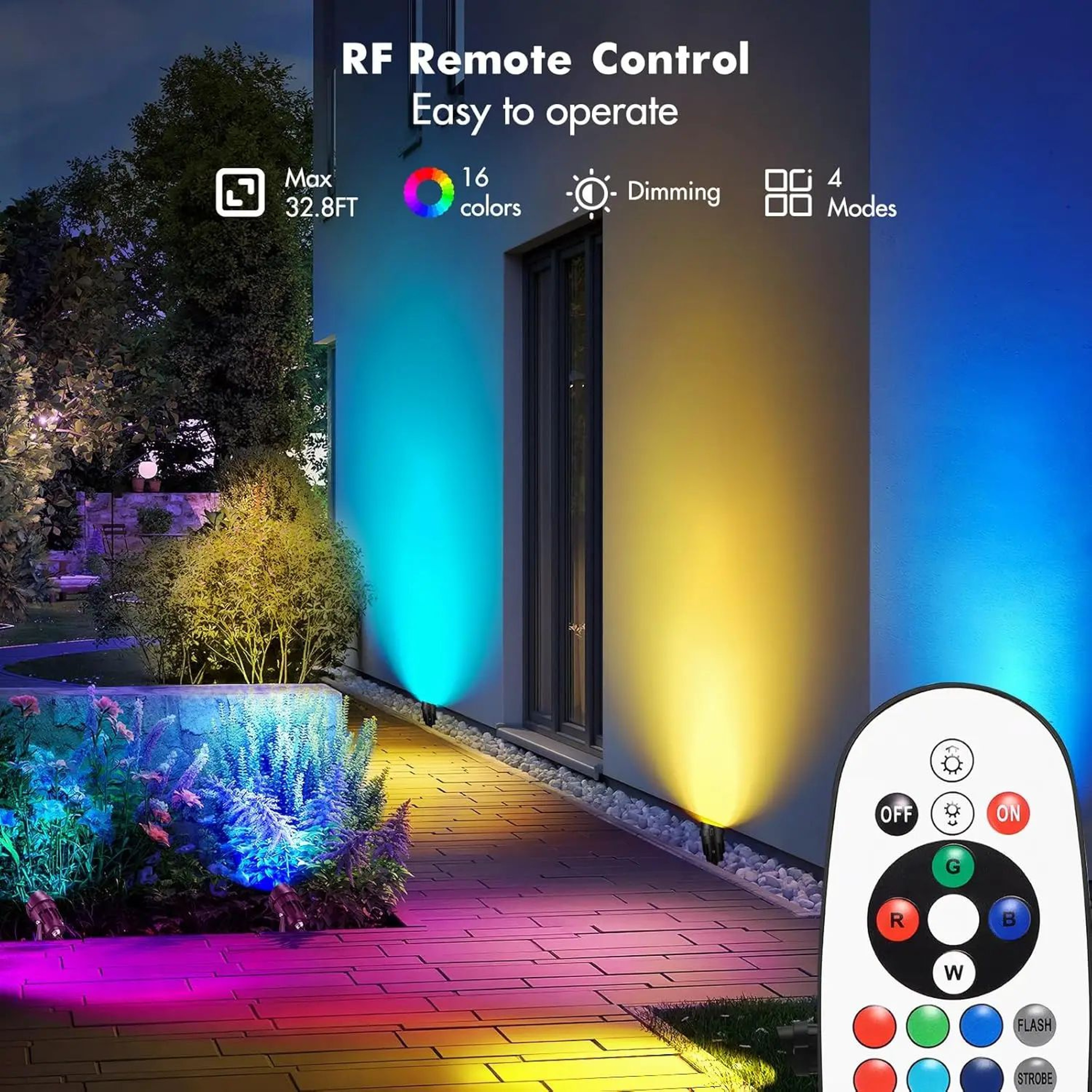 RGBW Landscape Light  Color Changing LED Outdoor Spotlight With RF Remote And IP65 Protection For L 2