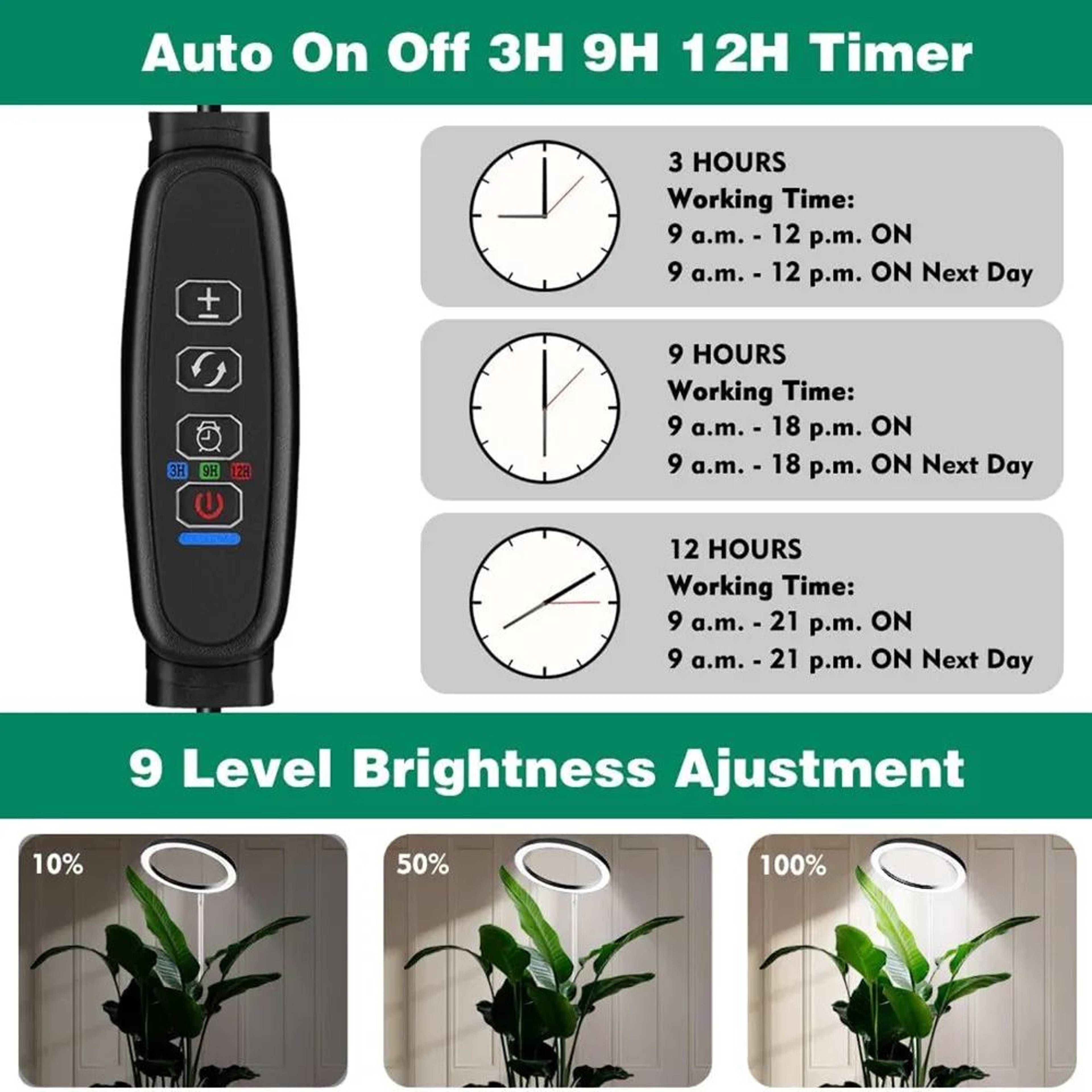 10 In LED Ring Grow Light  Full Spectrum Height Adjustable Plant Lamp With Daily Timer  9 Dimming L 3
