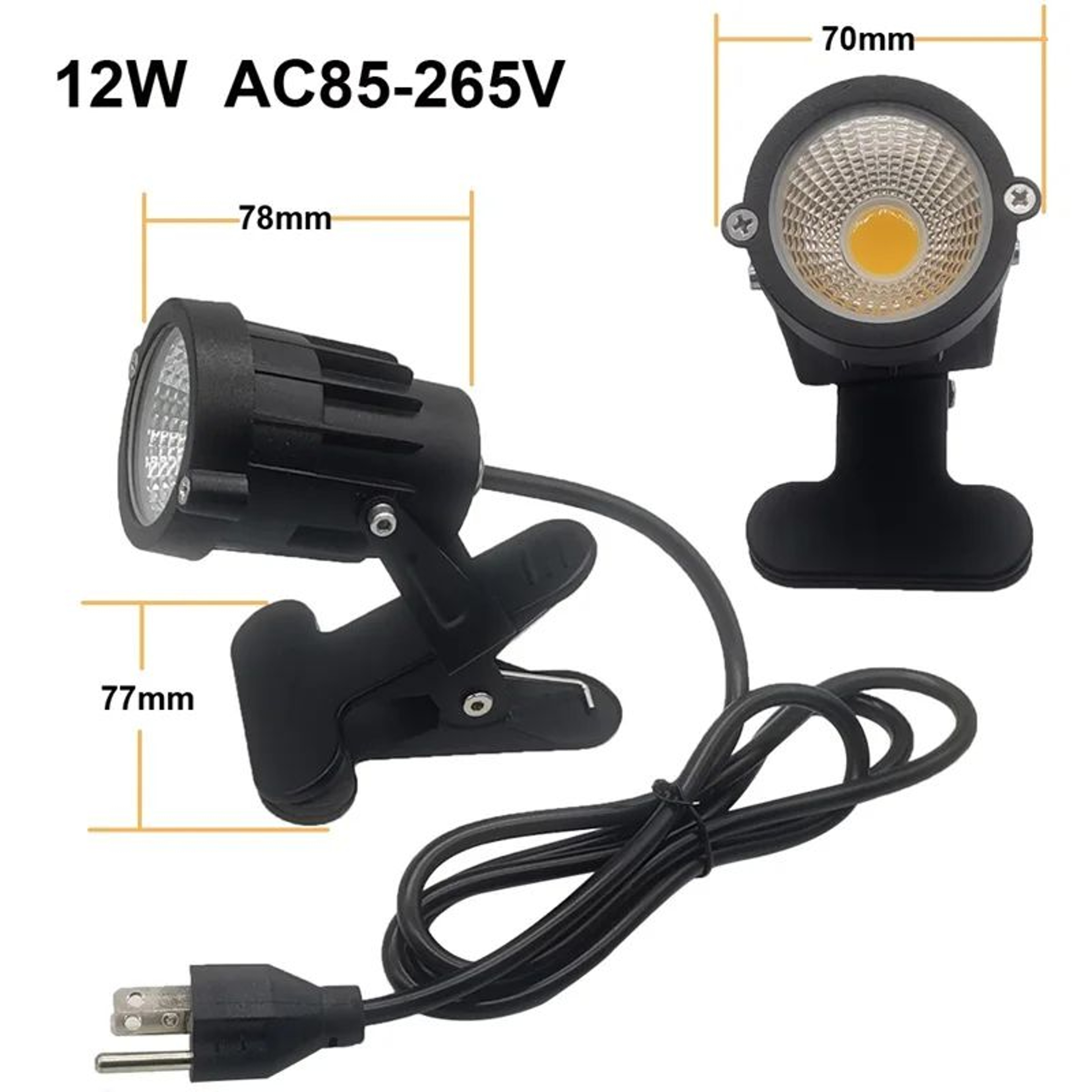 LED Clamp Spotlight  12W COB Clip On Accent Light With Plug For Desk Plant Decor Trade Show Worksho 1