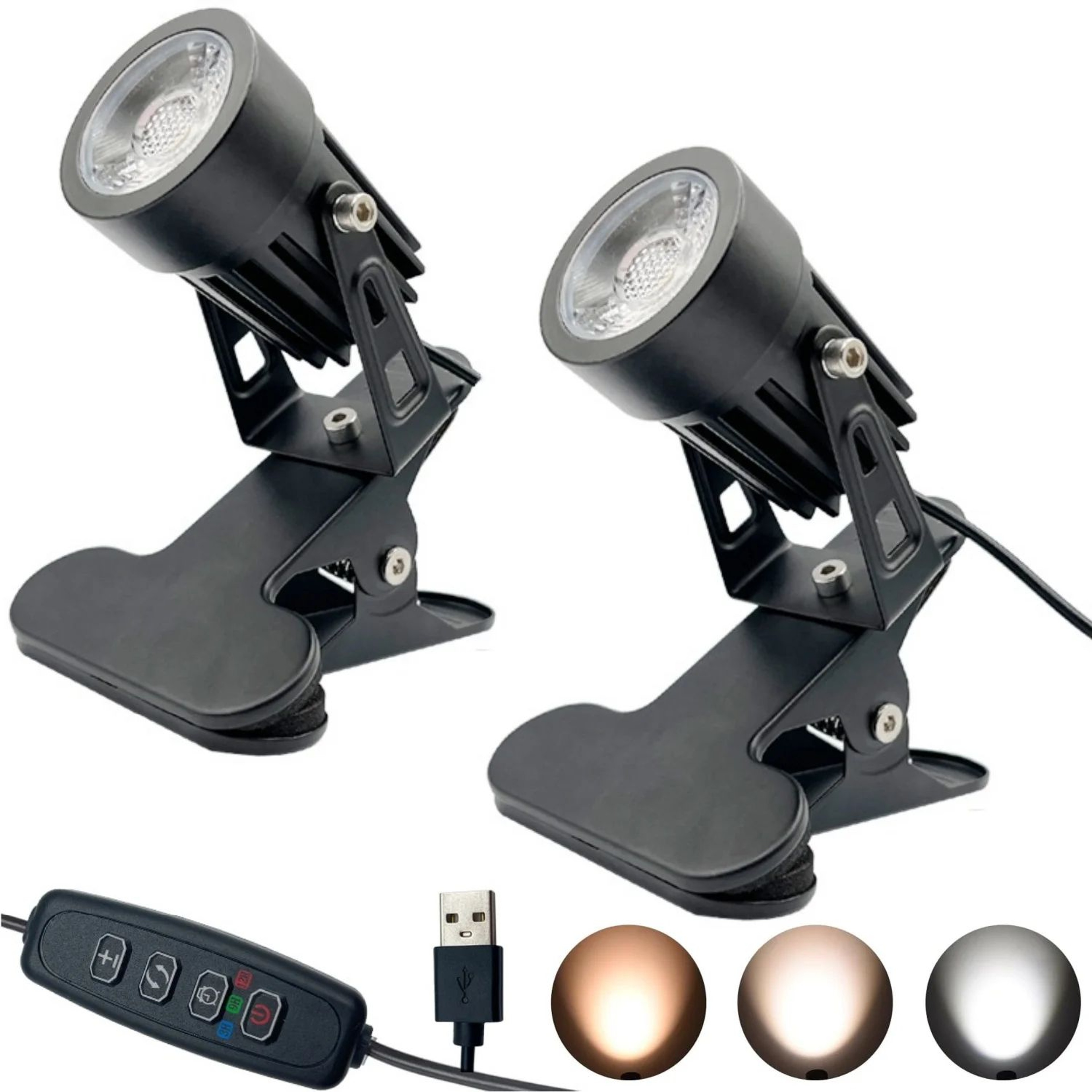 LED Clamp Spotlight  5W USB Clip On Desk Lamp With 270 Degree Rotating Head 3 Color Modes  Dimming  10
