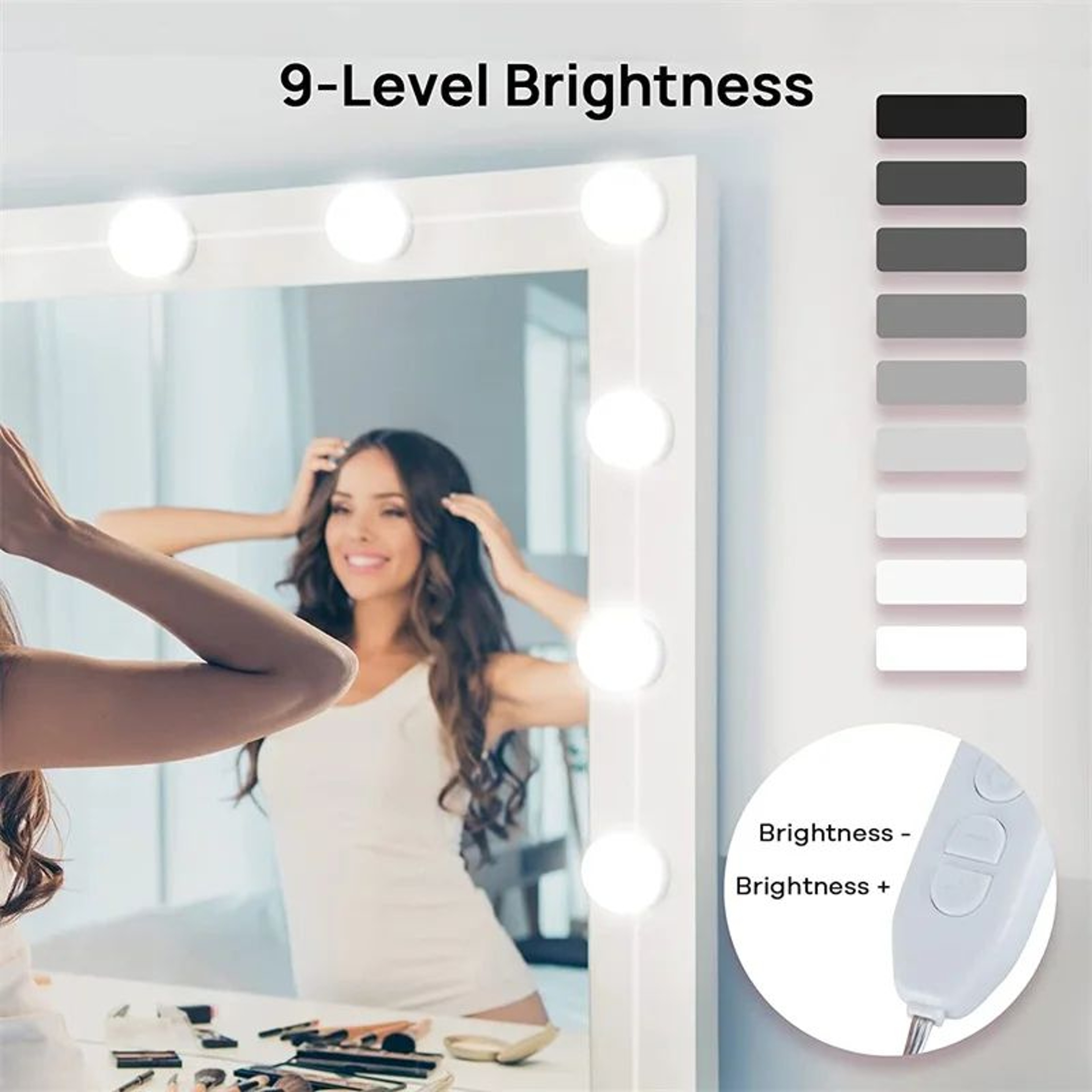 LED Vanity Mirror Lights  Hollywood Style USB Stick On Bulbs With 3 Colors  9 Brightness Levels For 1